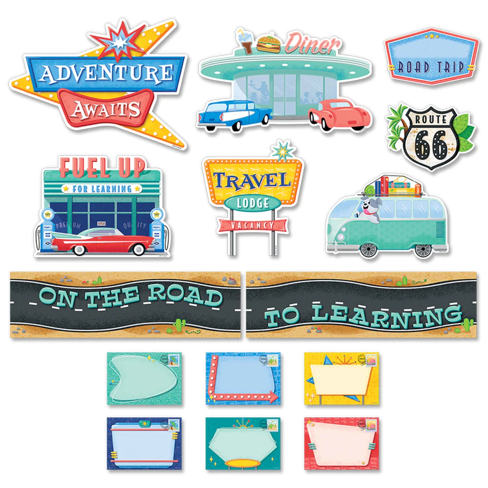 CREATIVE TEACHING PRESS Mid-Century Mod On the Road to Learning Mini Bulletin Board