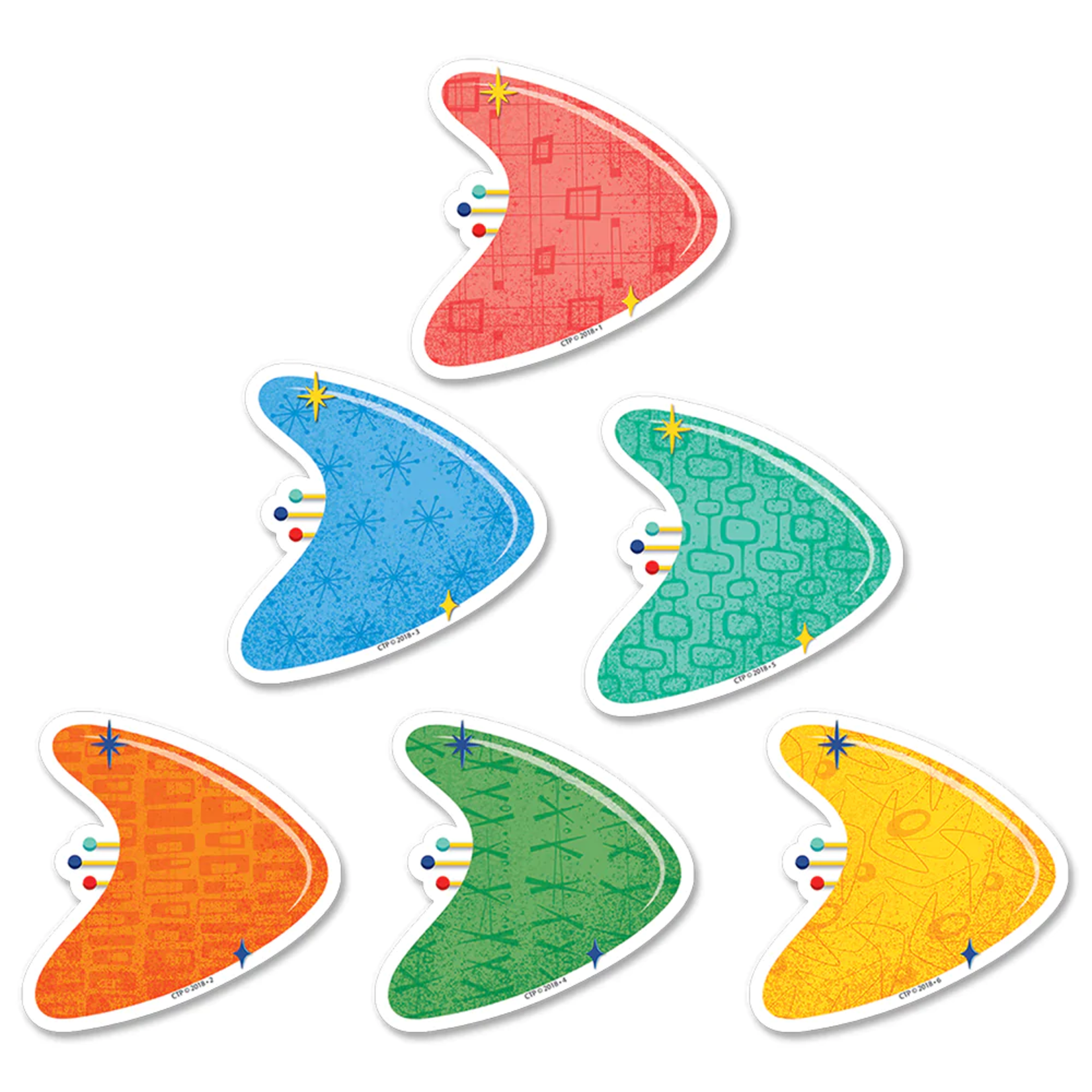 CREATIVE TEACHING PRESS Mid-Century Mod Boomerangs 3" Designer Cut-Outs