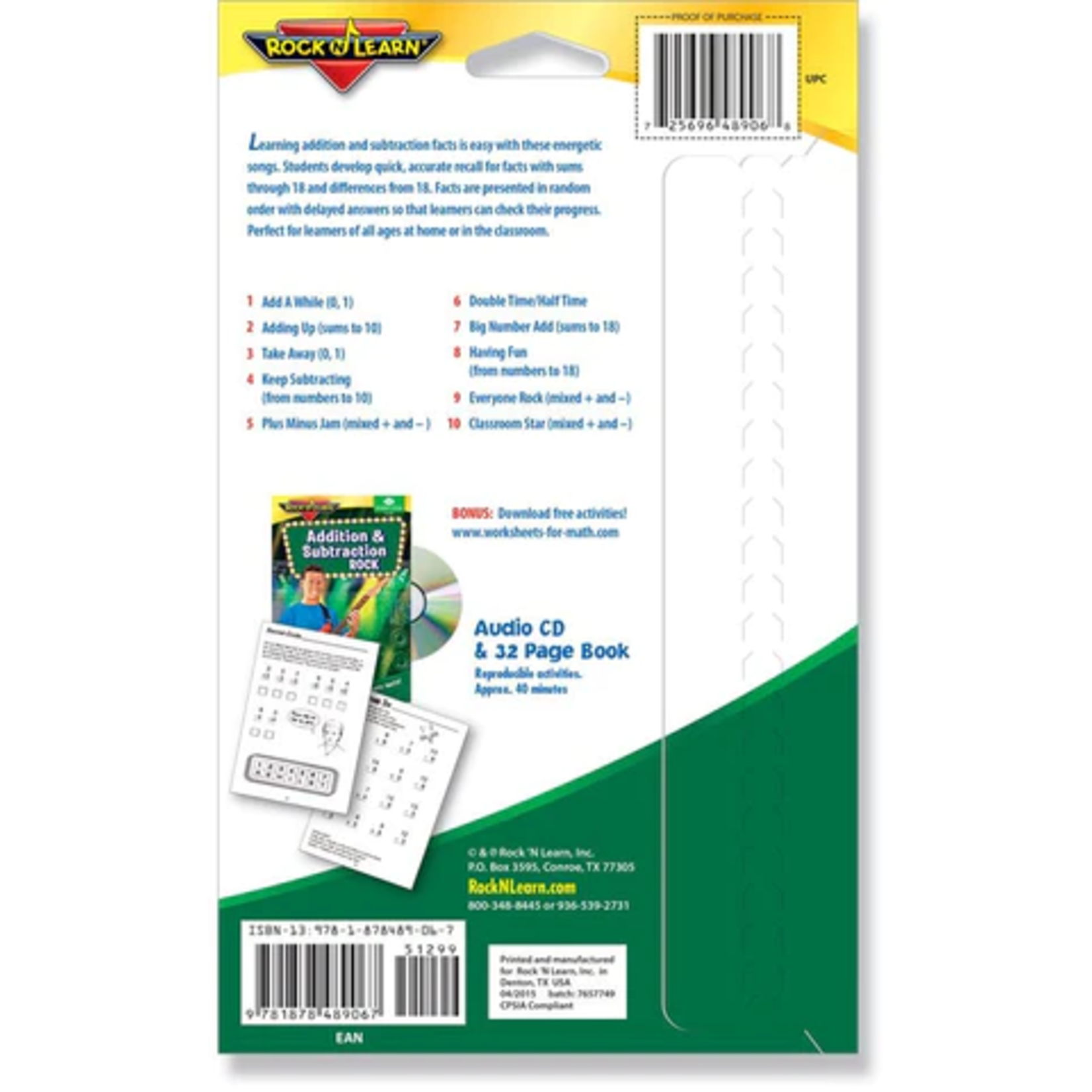 Addition & Subtraction Rock (audio & book)
