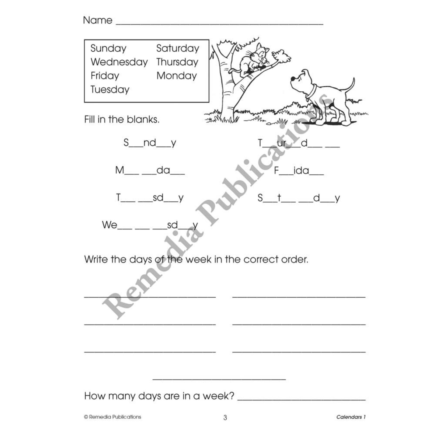 Calendars (Grades 1-3)