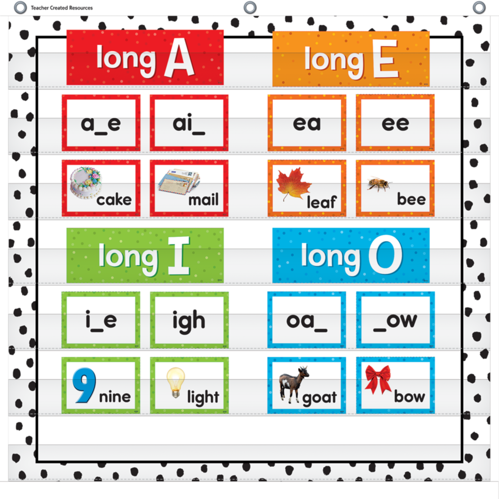 TEACHER CREATED RESOURCES Black Painted Dots on White 7 Pocket Chart