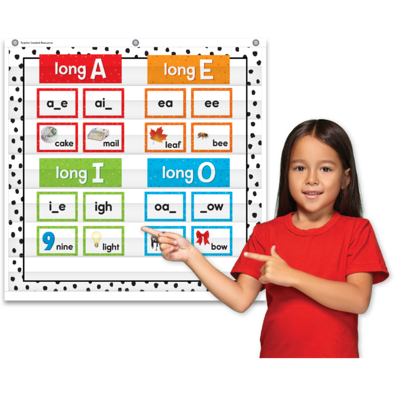TEACHER CREATED RESOURCES Black Painted Dots on White 7 Pocket Chart