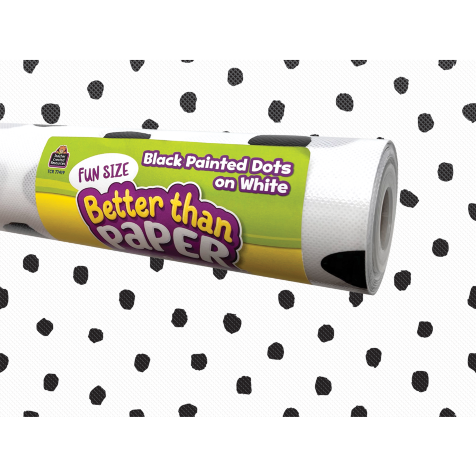 TEACHER CREATED RESOURCES Fun Size Black Painted Dots on White Better Than Paper Bulletin Board Roll