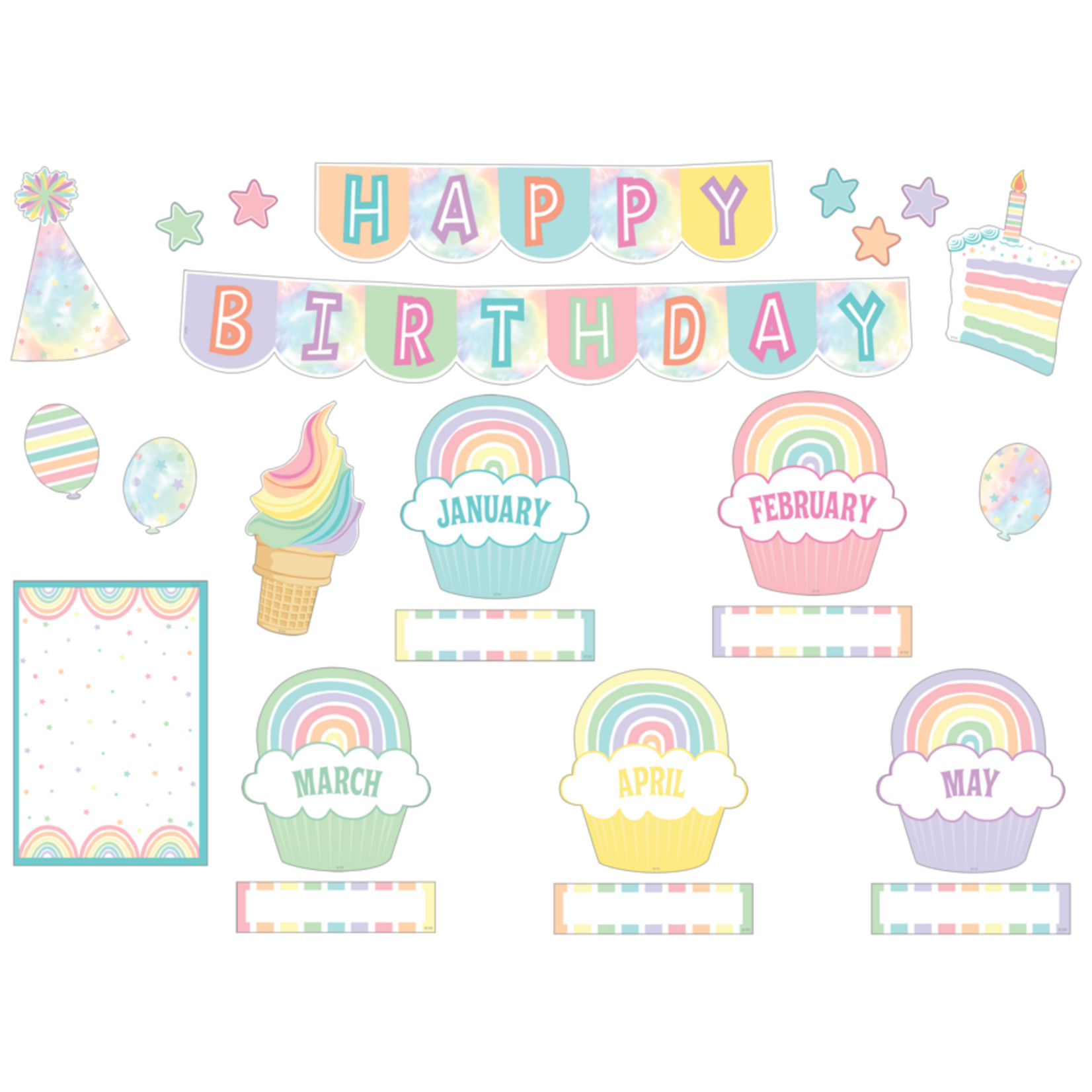 TEACHER CREATED RESOURCES Pastel Pop Happy Birthday Mini Bulletin Board