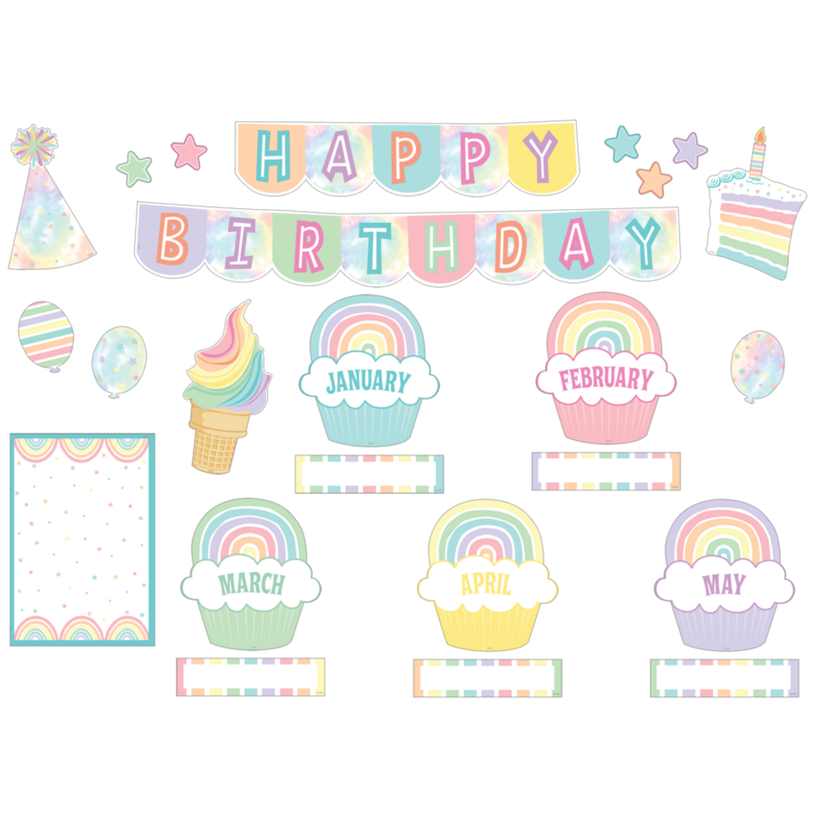 TEACHER CREATED RESOURCES Pastel Pop Happy Birthday Mini Bulletin Board