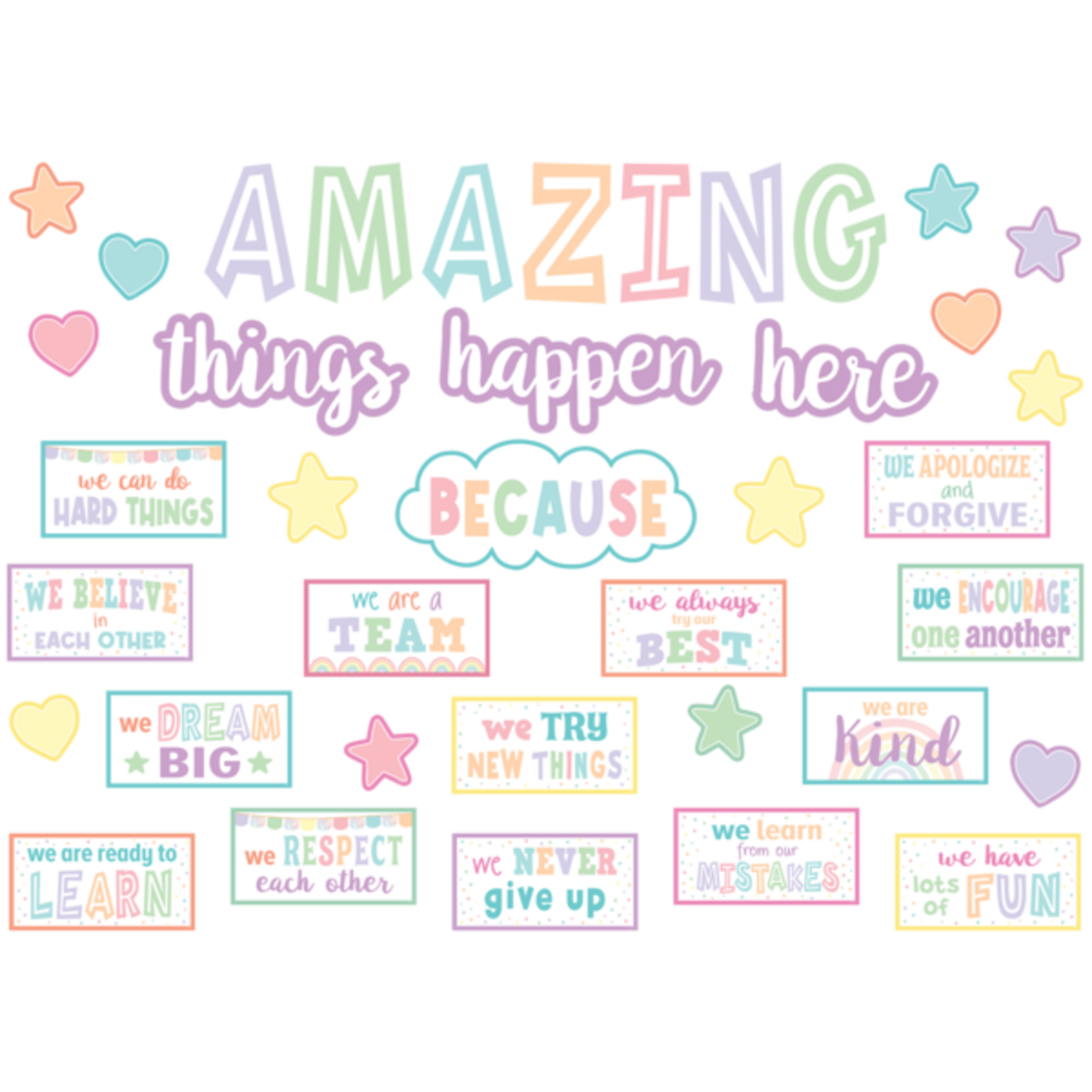 TEACHER CREATED RESOURCES Pastel Pop Amazing Things Happen Here Bulletin Board