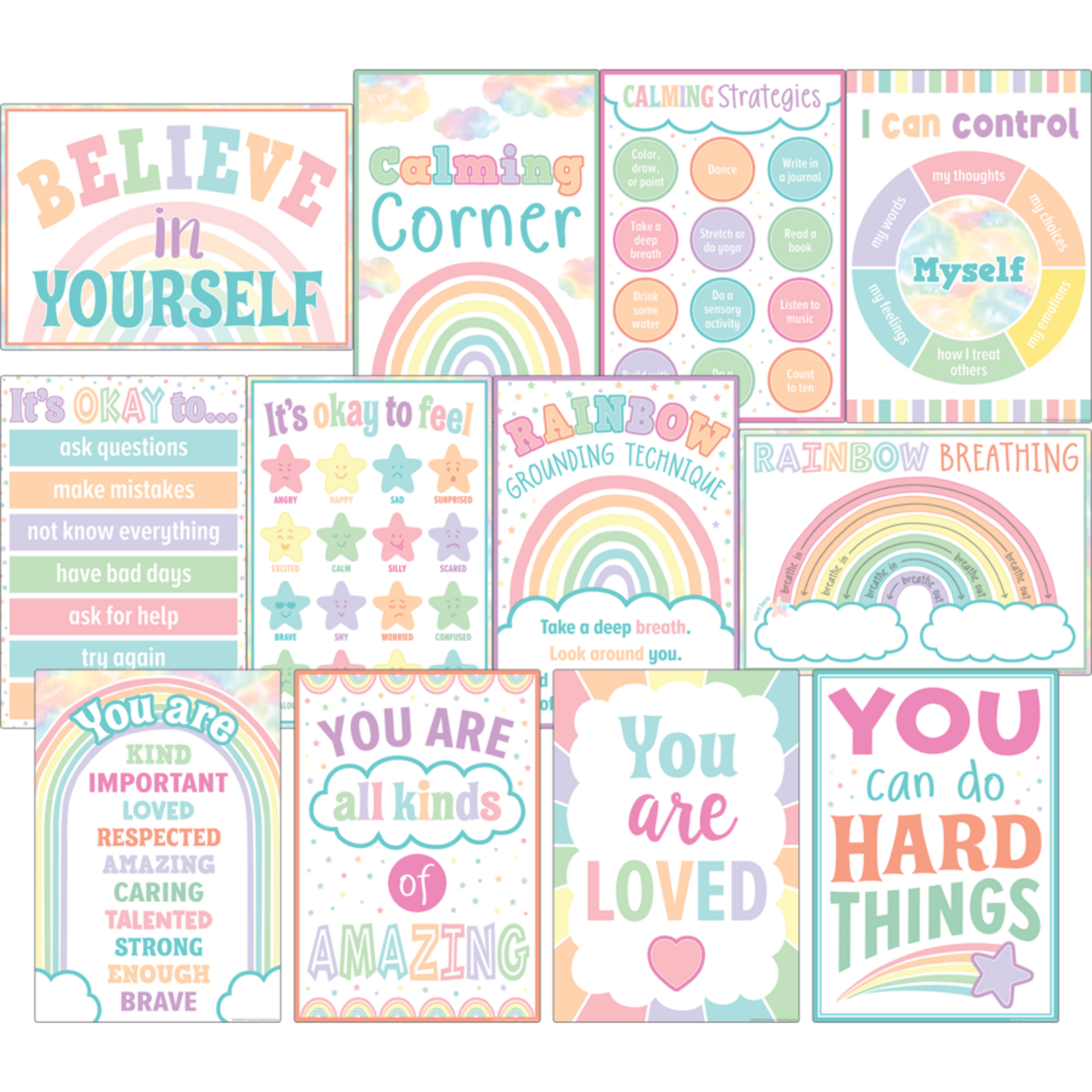 TEACHER CREATED RESOURCES Pastel Pop Calming Strategies Small Poster Pack