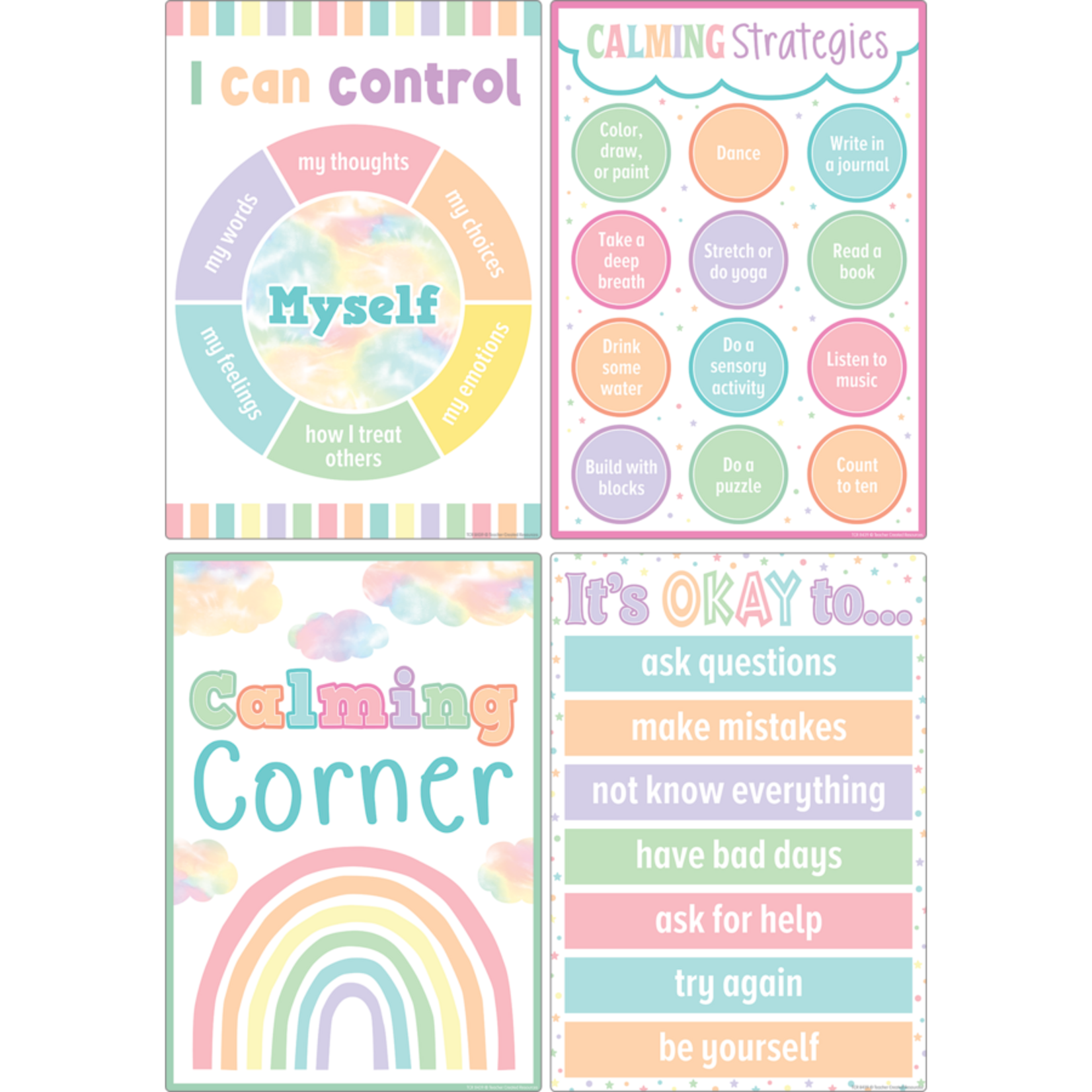 TEACHER CREATED RESOURCES Pastel Pop Calming Strategies Small Poster Pack
