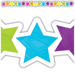 TEACHER CREATED RESOURCES Brights 4Ever Stars Die-Cut Border Trim