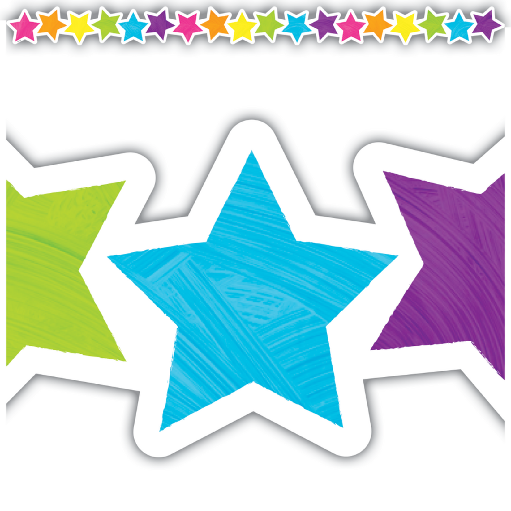 TEACHER CREATED RESOURCES Brights 4Ever Stars Die-Cut Border Trim