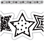 TEACHER CREATED RESOURCES Black and White Stars Die-Cut Border Trim