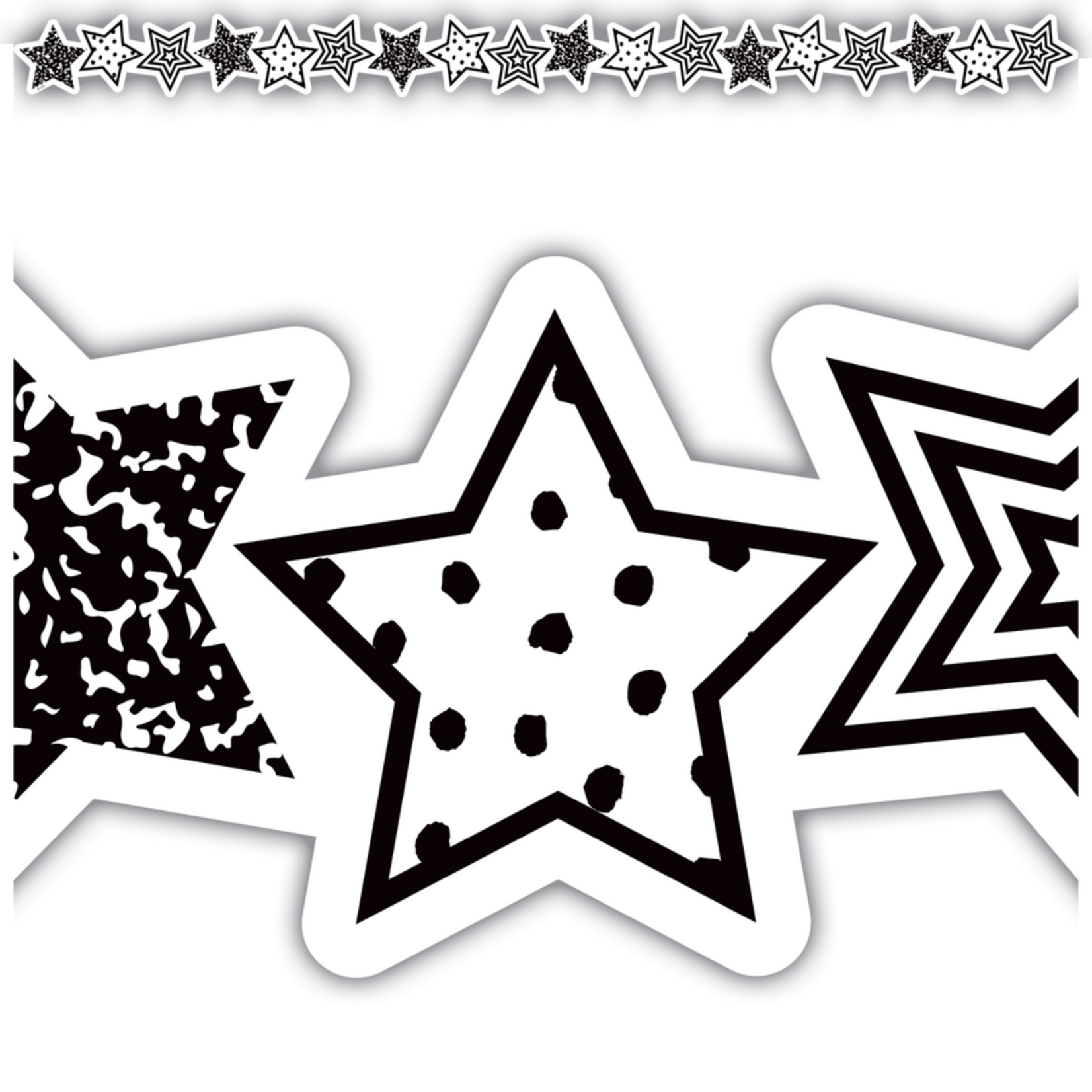 TEACHER CREATED RESOURCES Black and White Stars Die-Cut Border Trim
