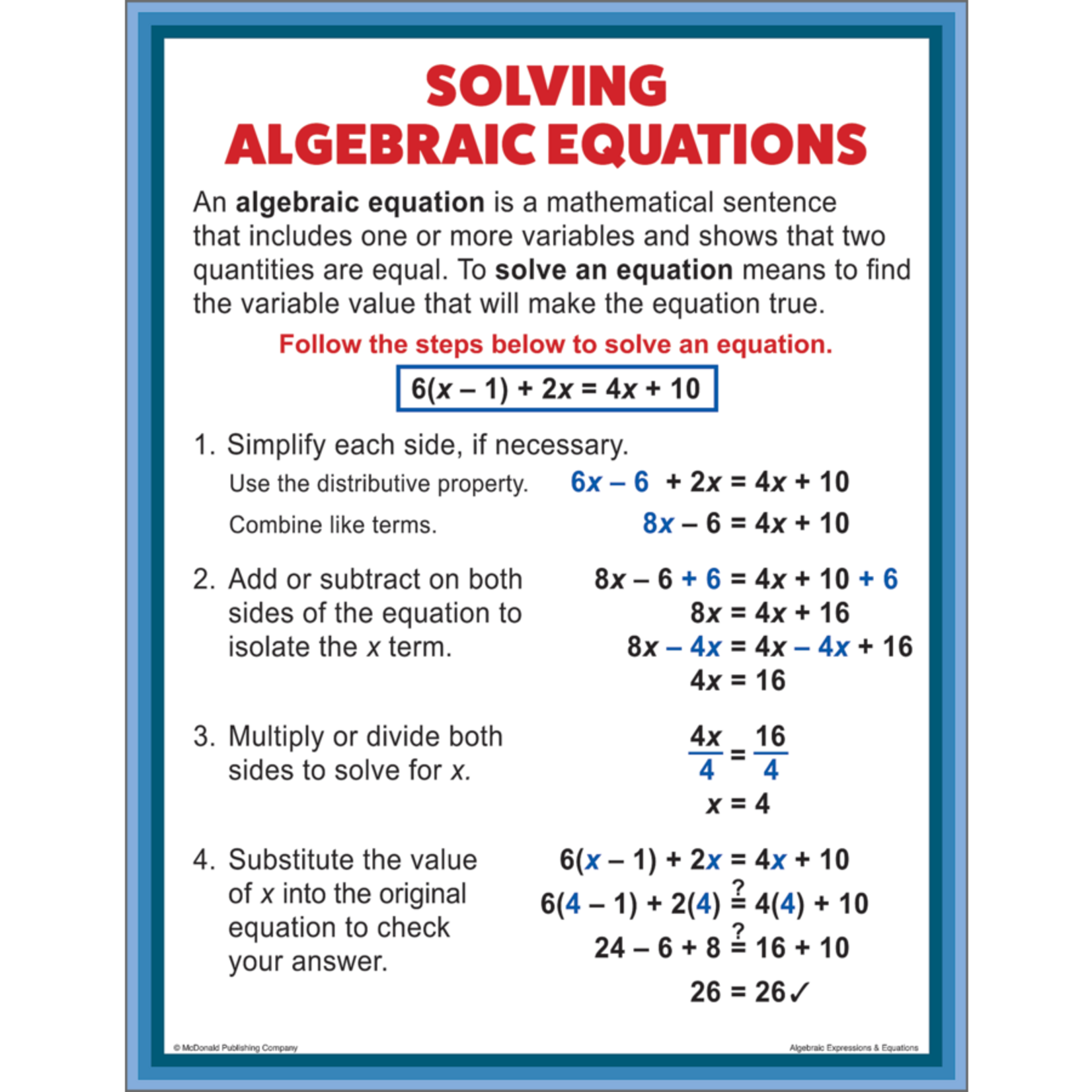 TEACHER CREATED RESOURCES Algebraic Expressions & Equations Poster Set