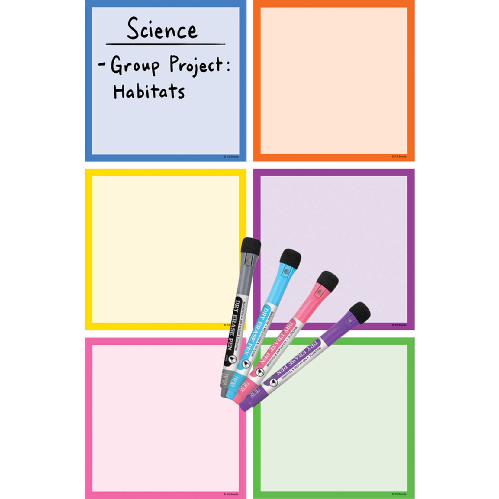 TEACHER CREATED RESOURCES Colorful Dry-Erase Magnetic Square Notes