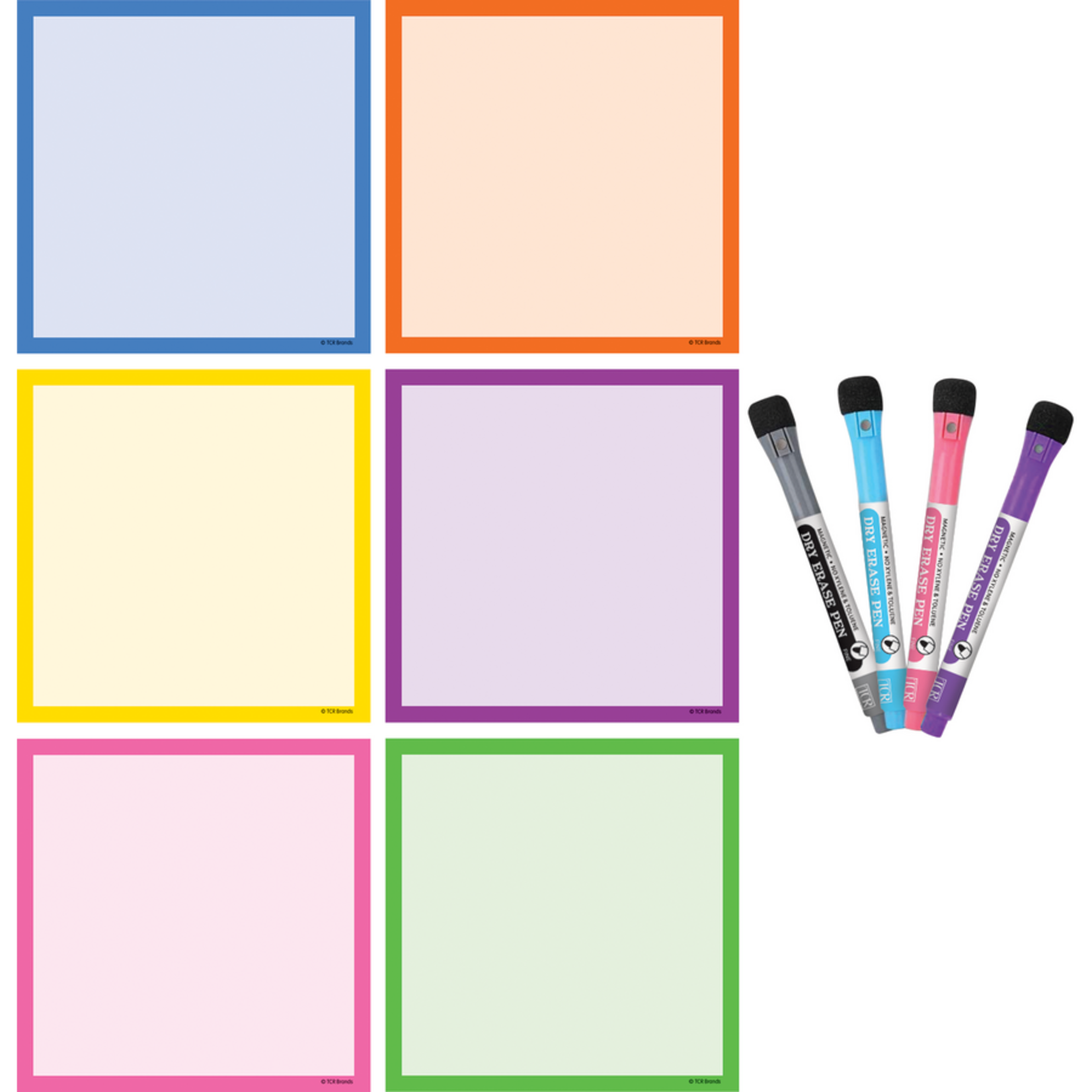 TEACHER CREATED RESOURCES Colorful Dry-Erase Magnetic Square Notes