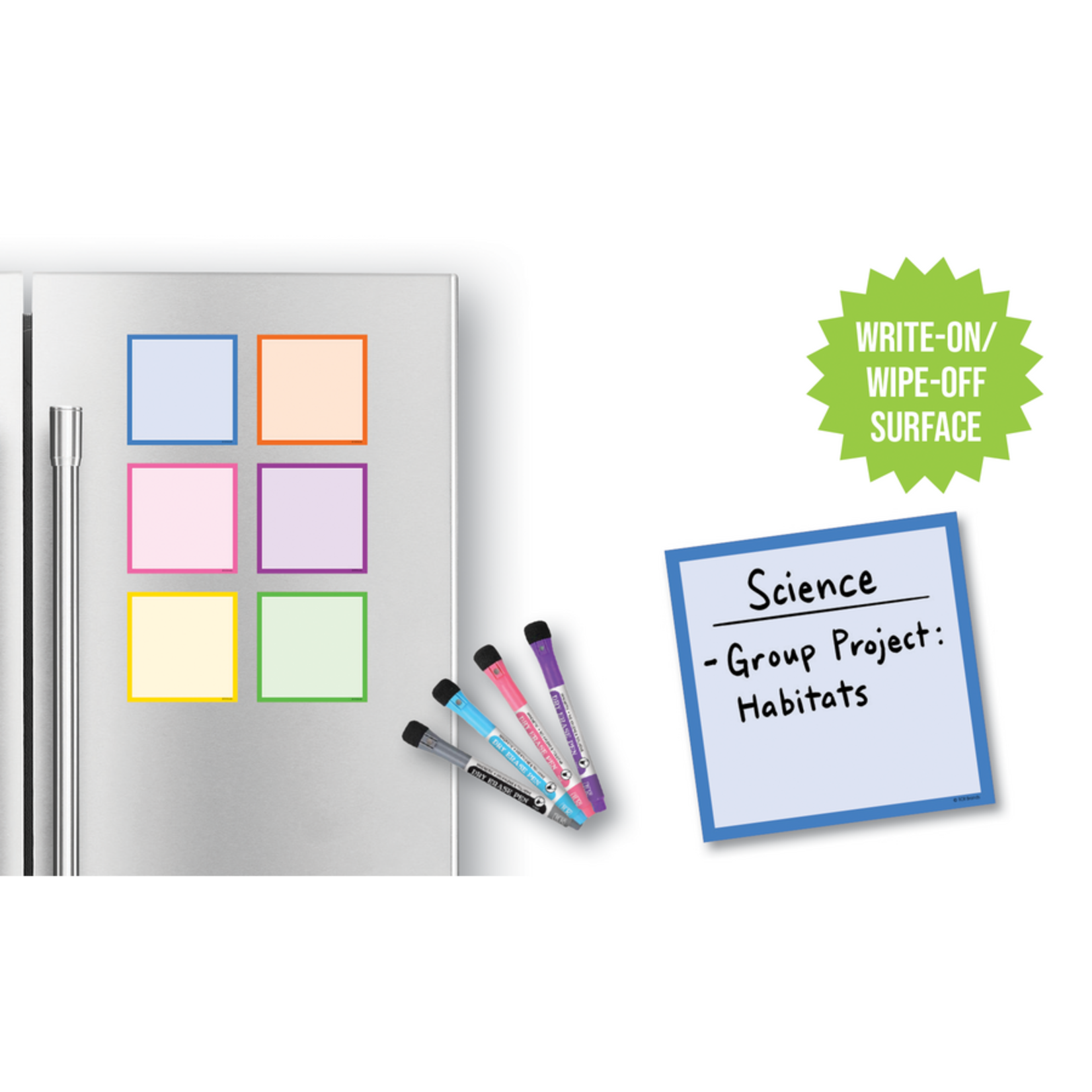 TEACHER CREATED RESOURCES Colorful Dry-Erase Magnetic Square Notes