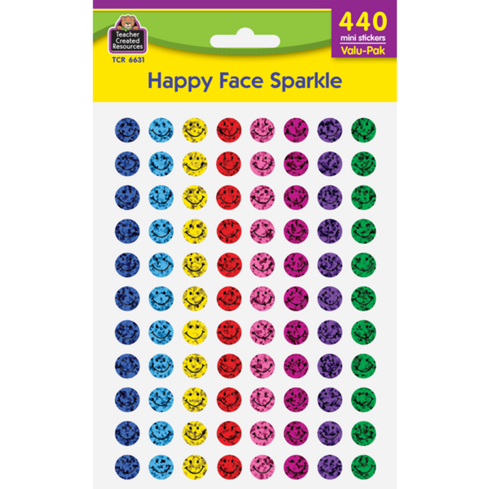 TEACHER CREATED RESOURCES Happy Face Sparkle Mini Stickers Valu-Pak