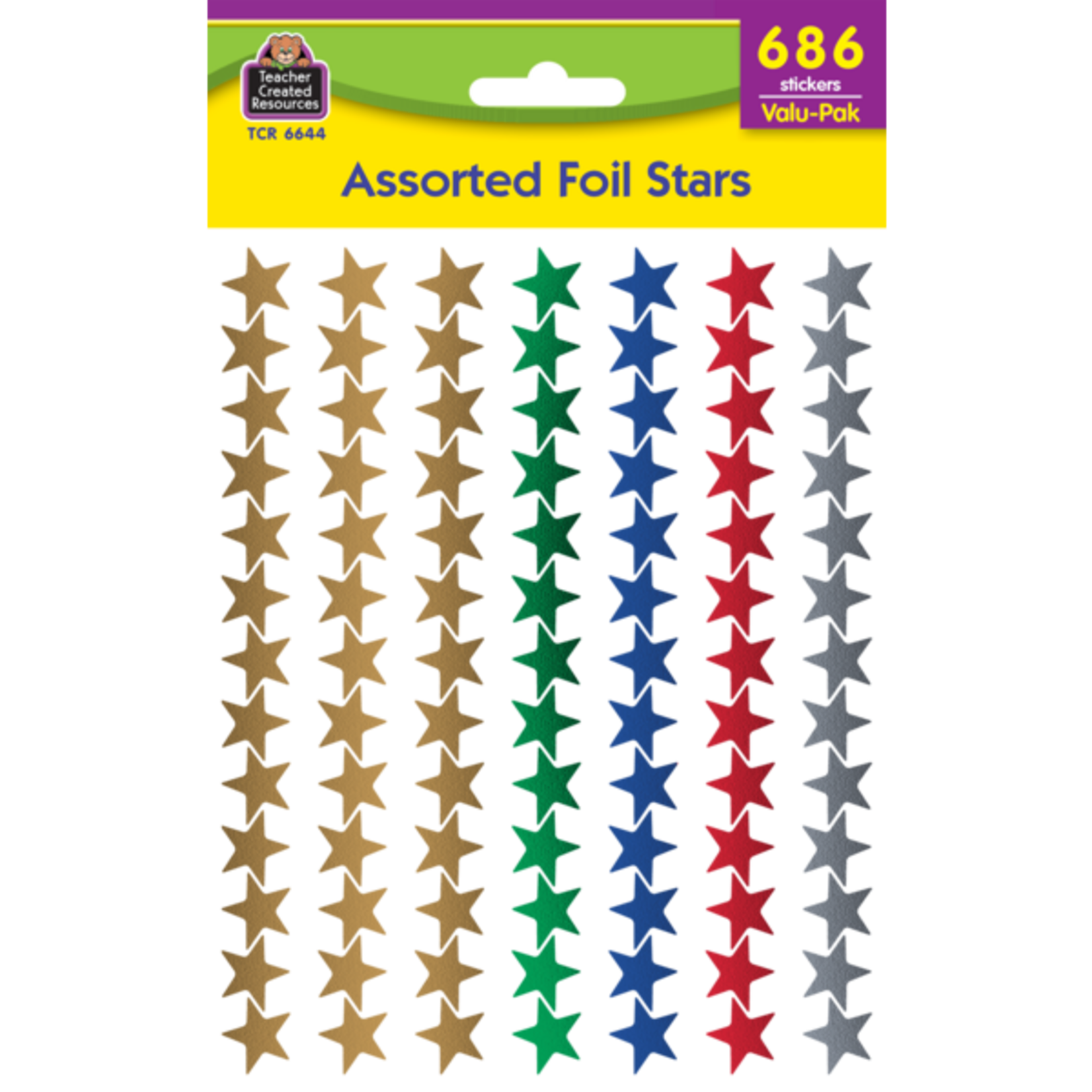 TEACHER CREATED RESOURCES Assorted Foil Stars Stickers Valu-Pak