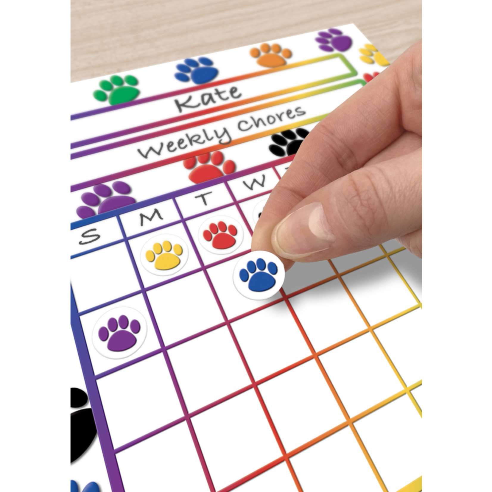 TEACHER CREATED RESOURCES Colorful Paw Prints Mini Stickers