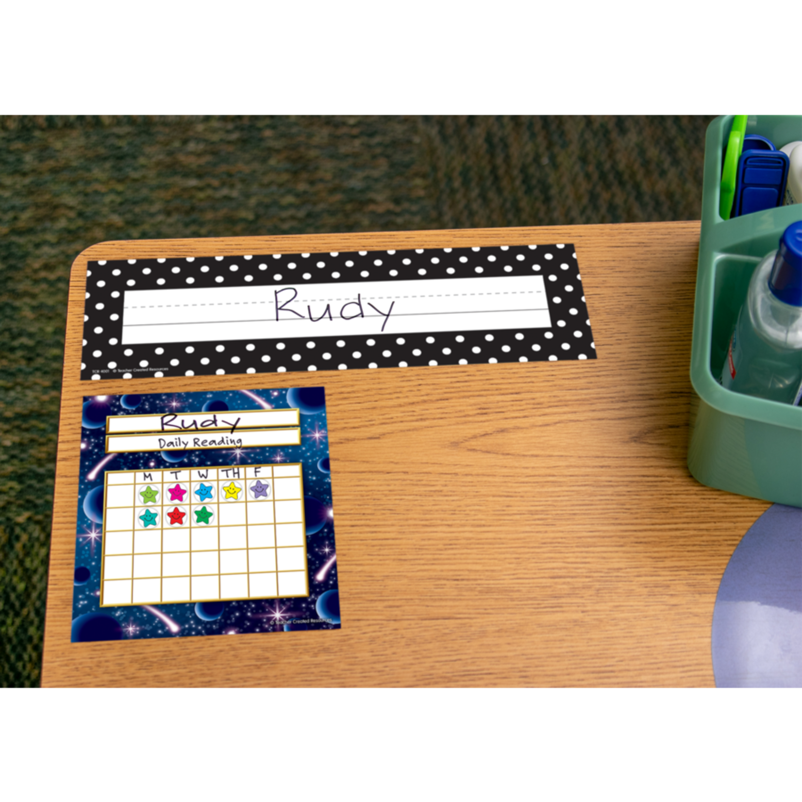 TEACHER CREATED RESOURCES Black Polka Dots Flat Name Plates