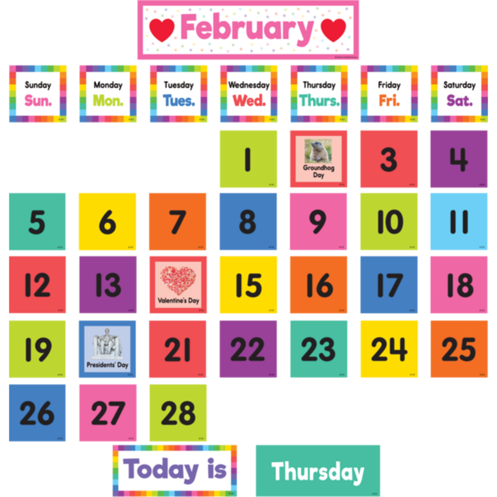 TEACHER CREATED RESOURCES Colorful Calendar Pocket Chart Cards