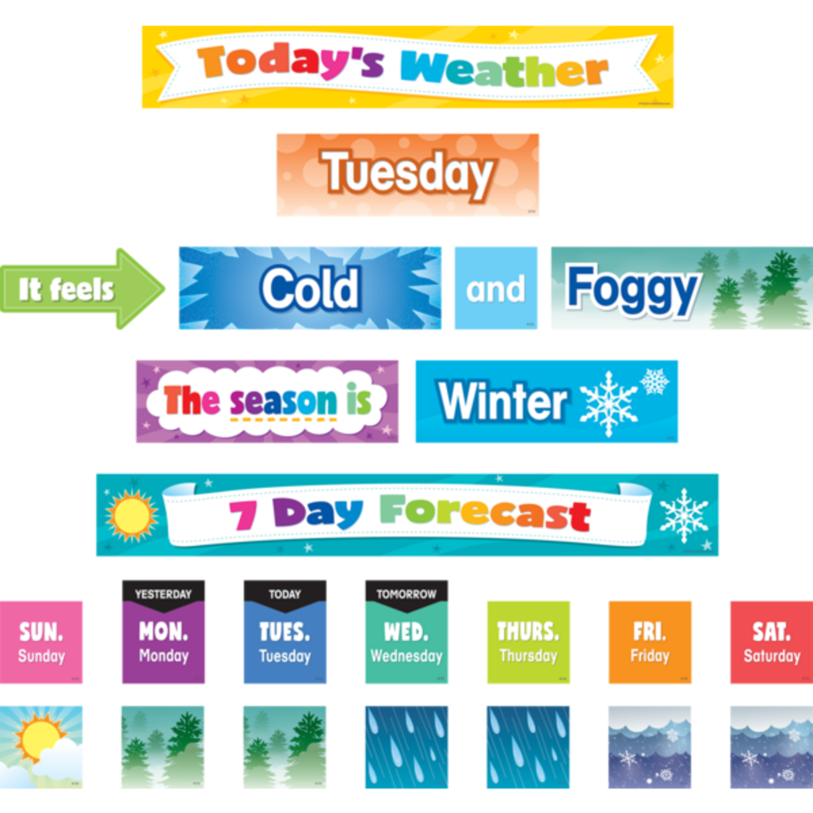 TEACHER CREATED RESOURCES Colorful Weather Pocket Chart Cards