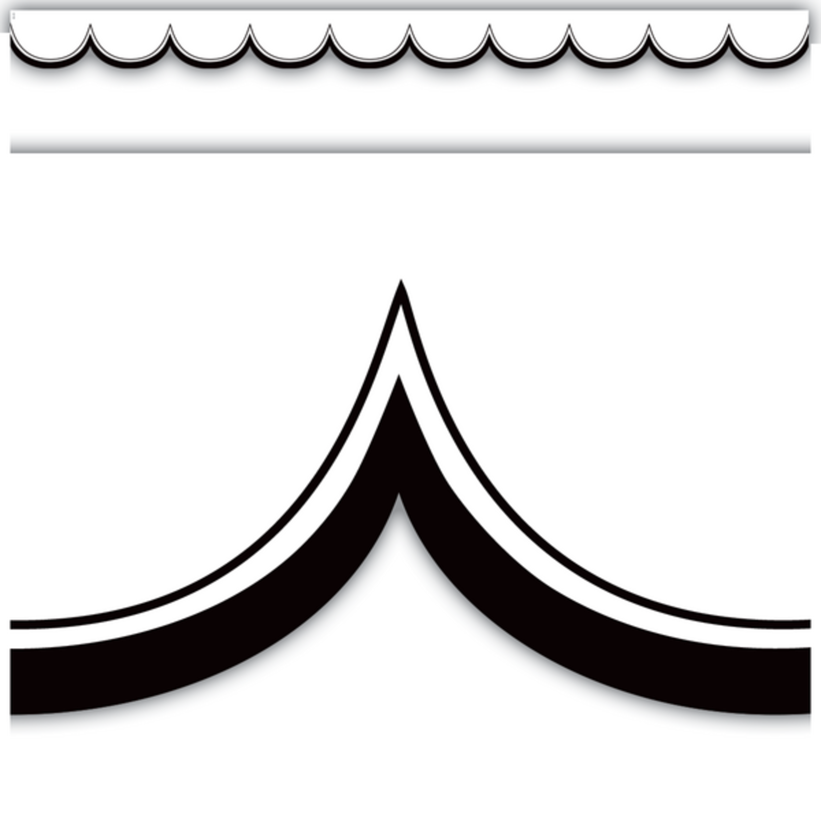 TEACHER CREATED RESOURCES White with Black Scalloped Die-Cut Border Trim