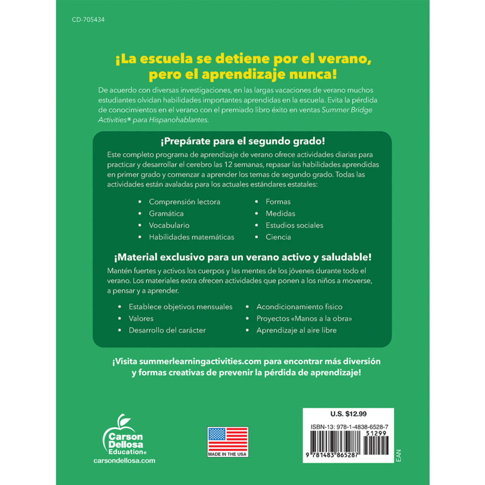 CARSON DELLOSA PUBLISHING CO Summer Bridge Activities Spanish Grade 1-2 Workbook