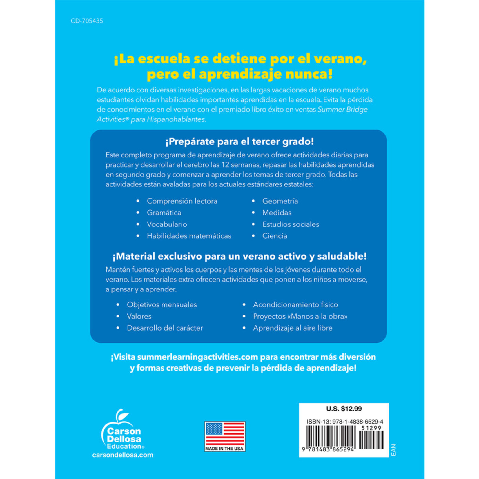 CARSON DELLOSA PUBLISHING CO Summer Bridge Activities Spanish Grade 2-3 Workbook