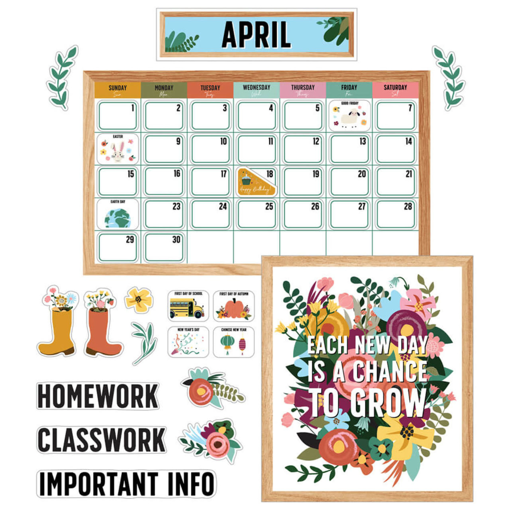 CARSON DELLOSA PUBLISHING CO Grow Together Calendar Bulletin Board Set