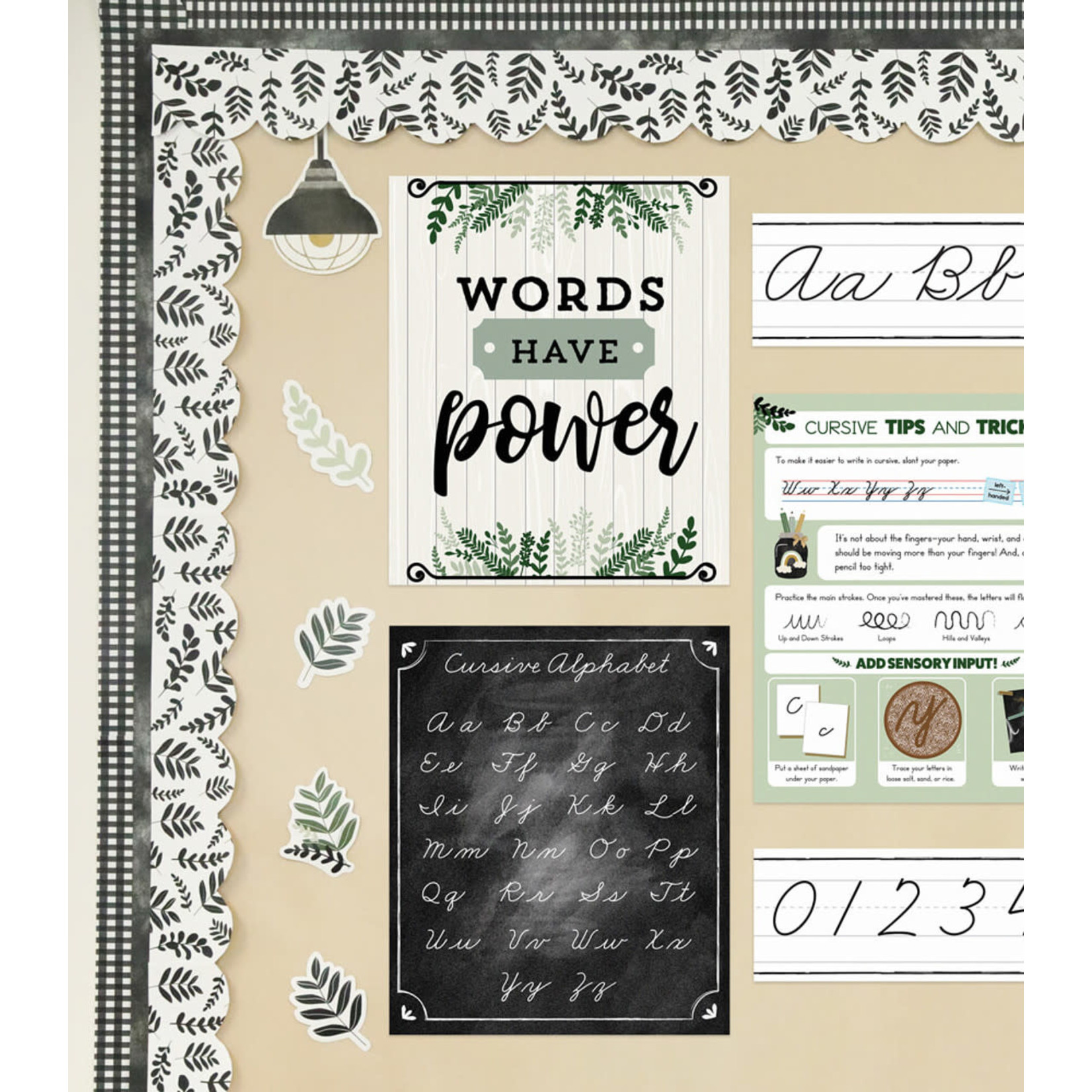 CARSON DELLOSA PUBLISHING CO Farmhouse Alphabet Line: Cursive Bulletin Board Set Grade 2-5