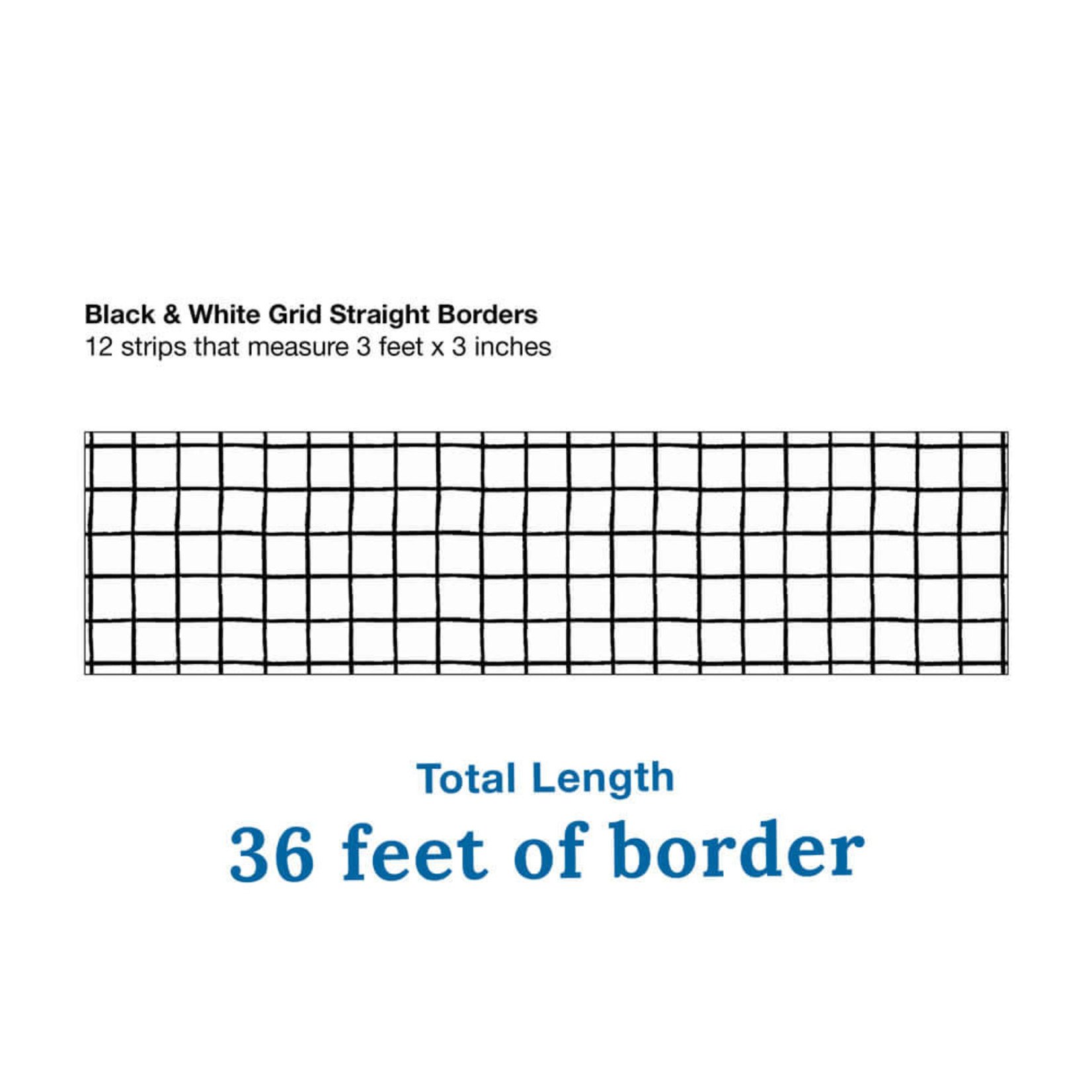 CARSON DELLOSA PUBLISHING CO Black & White Grid Straight Bulletin Board Borders