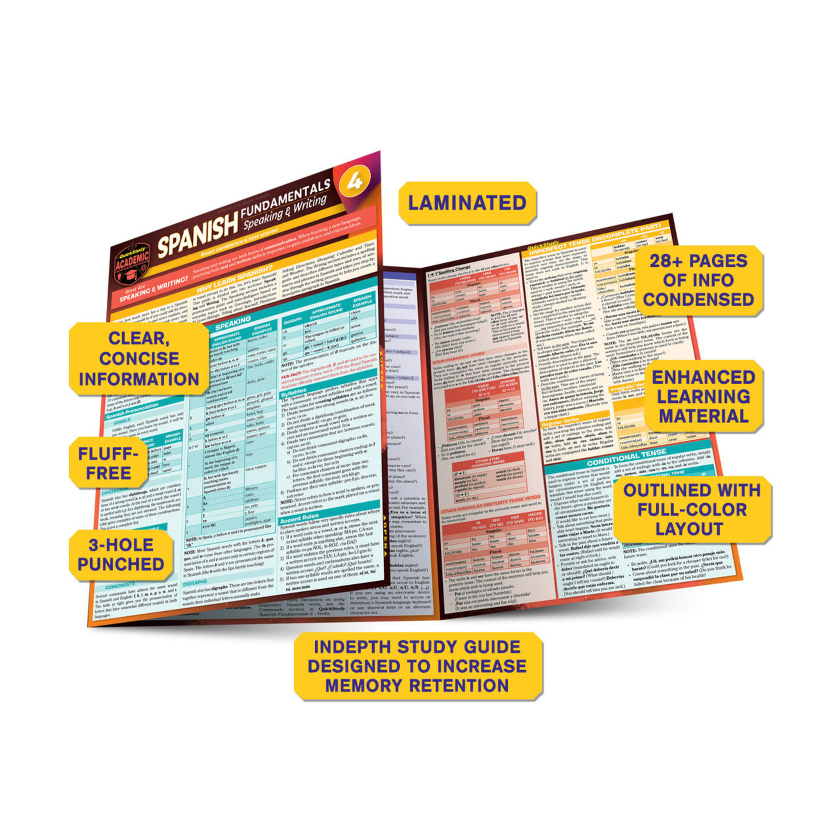 BAR CHARTS QuickStudy: Spanish Fundamentals 4 Laminated Study Guide