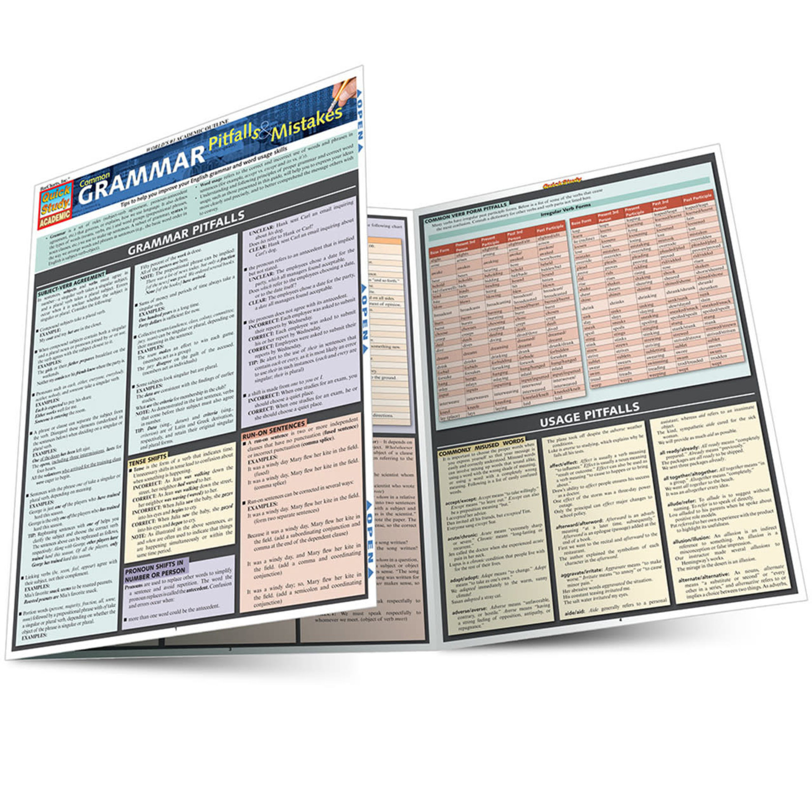 BAR CHARTS QuickStudy | Common Grammar Pitfalls & Mistakes Laminated Study Guide