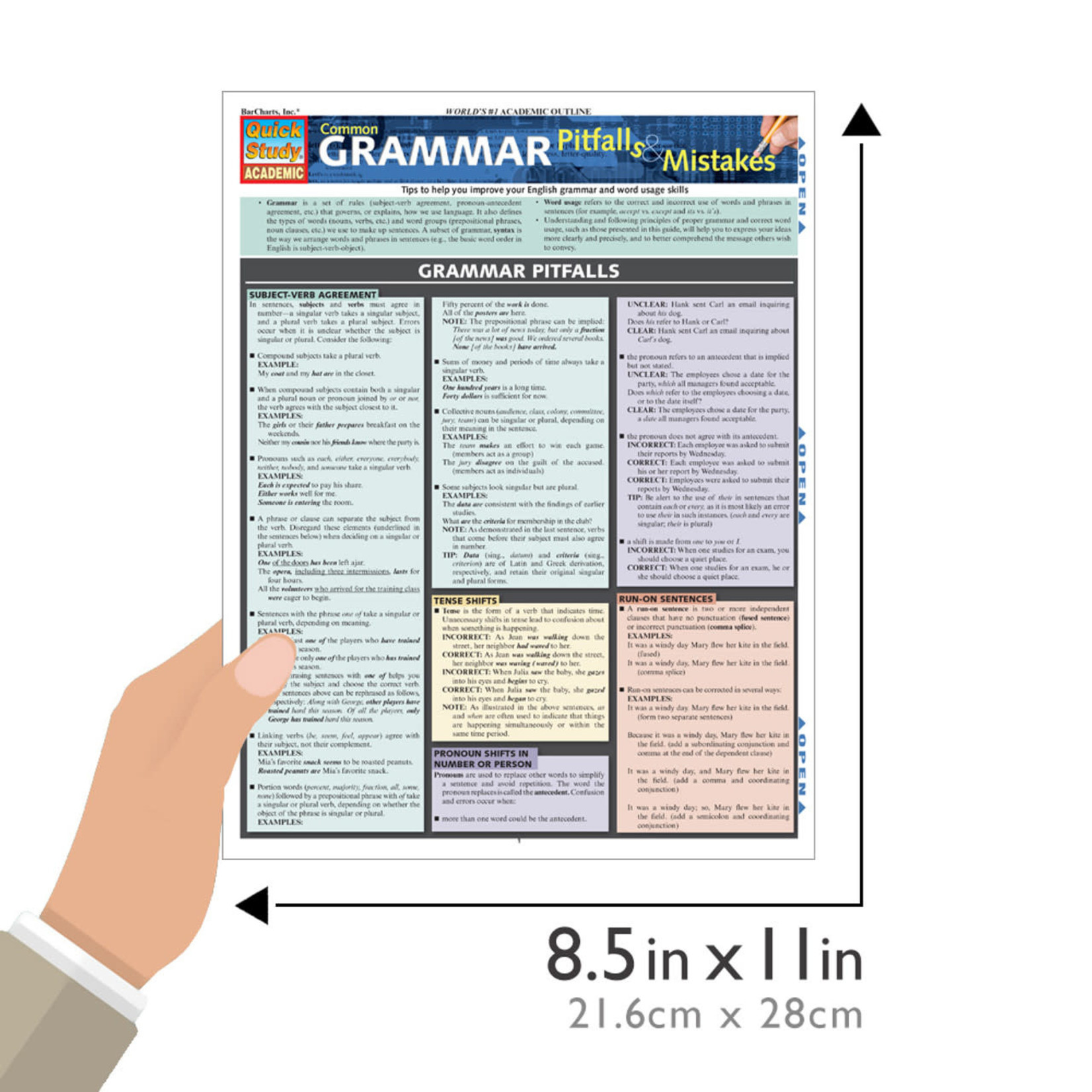 BAR CHARTS QuickStudy | Common Grammar Pitfalls & Mistakes Laminated Study Guide