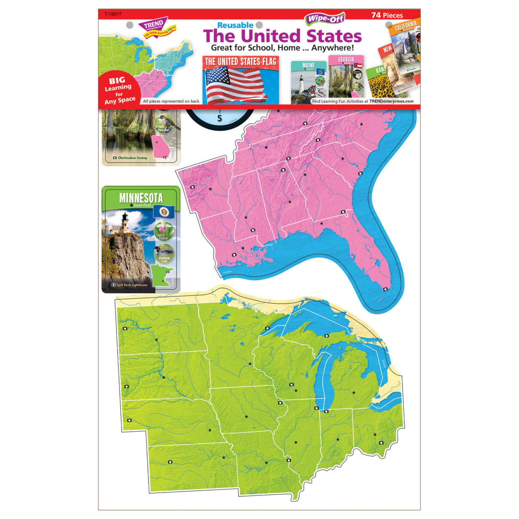 TREND ENTERPRISES INC The United States Wipe-Off Learning Set