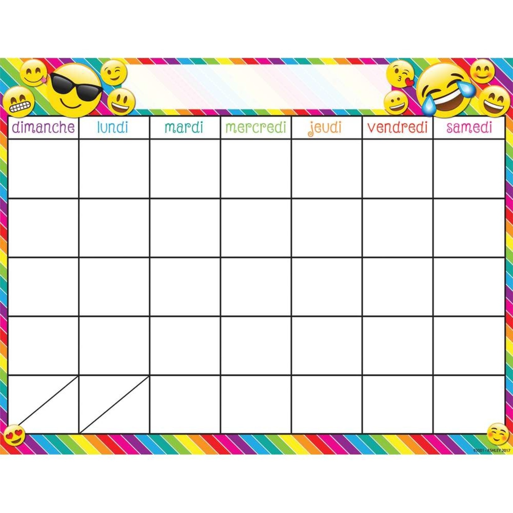 ASHLEY INCORPORATED Smart Poly® Chart French Immersion 17"X22", Emoji Calendrier (Calendar)