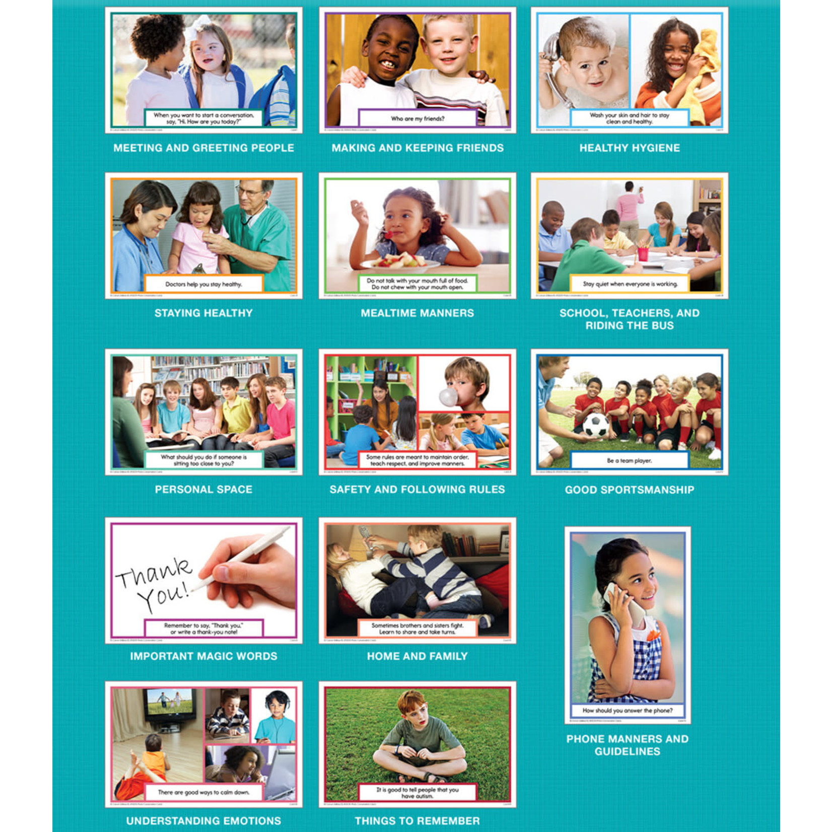 CARSON DELLOSA PUBLISHING CO Photo Conversation Cards for Children on the Autism Spectrum Learning Cards Grade K-5