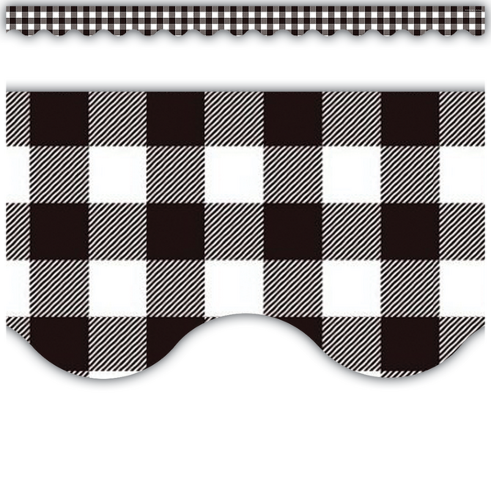 TEACHER CREATED RESOURCES Black and White Gingham Scalloped Border Trim