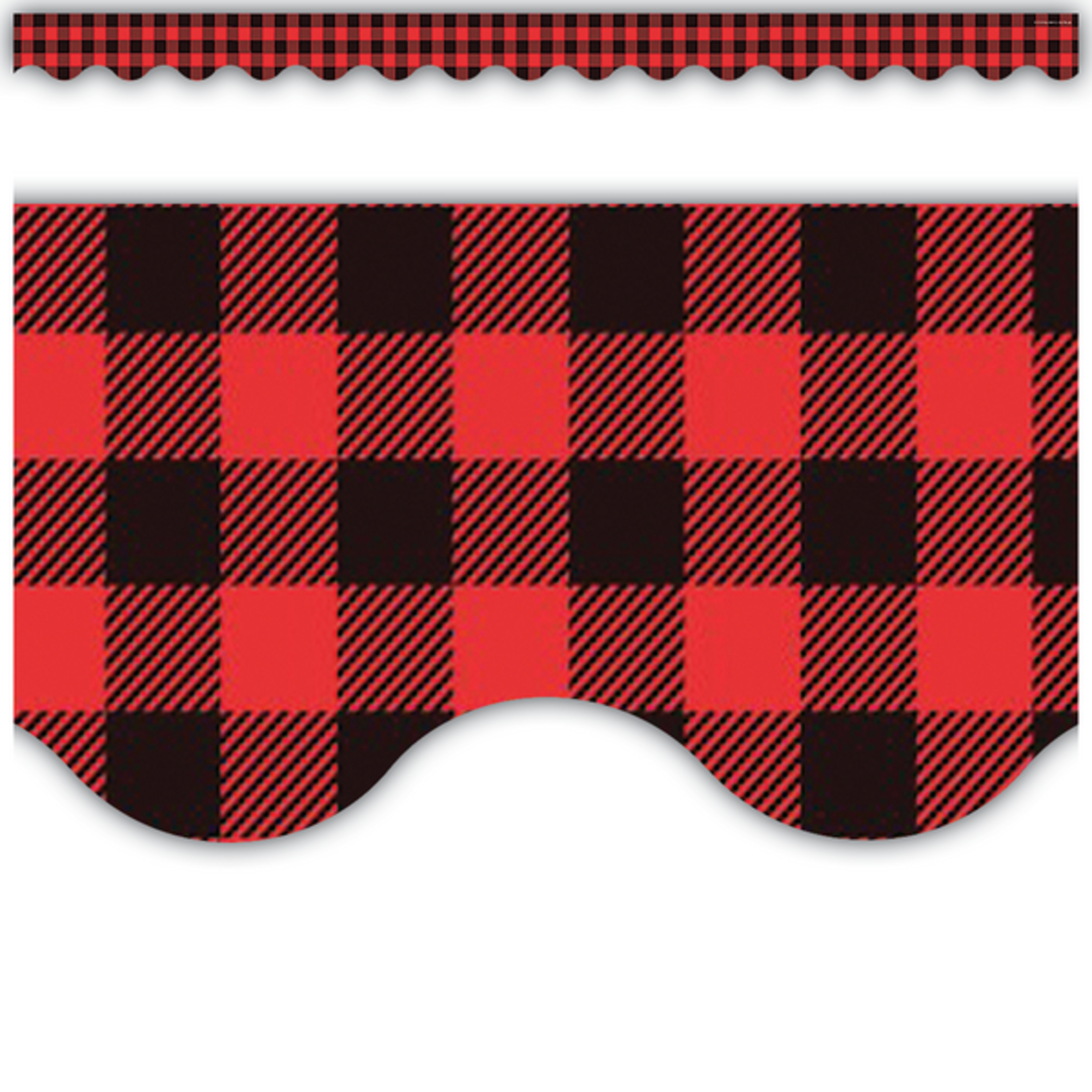 TEACHER CREATED RESOURCES Red and Black Gingham Scalloped Border Trim