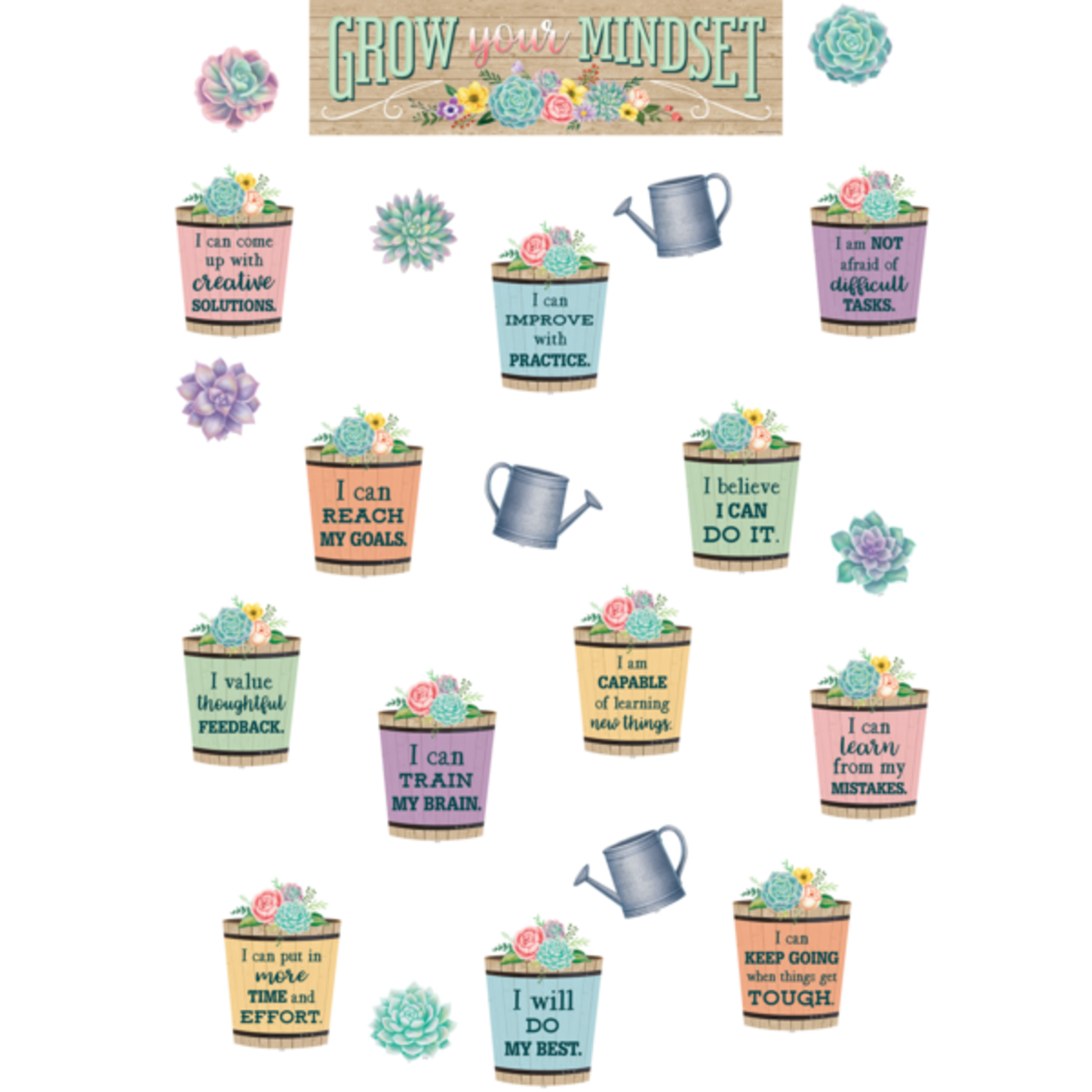 TEACHER CREATED RESOURCES Rustic Bloom Grow Your Mindset Mini Bulletin Board