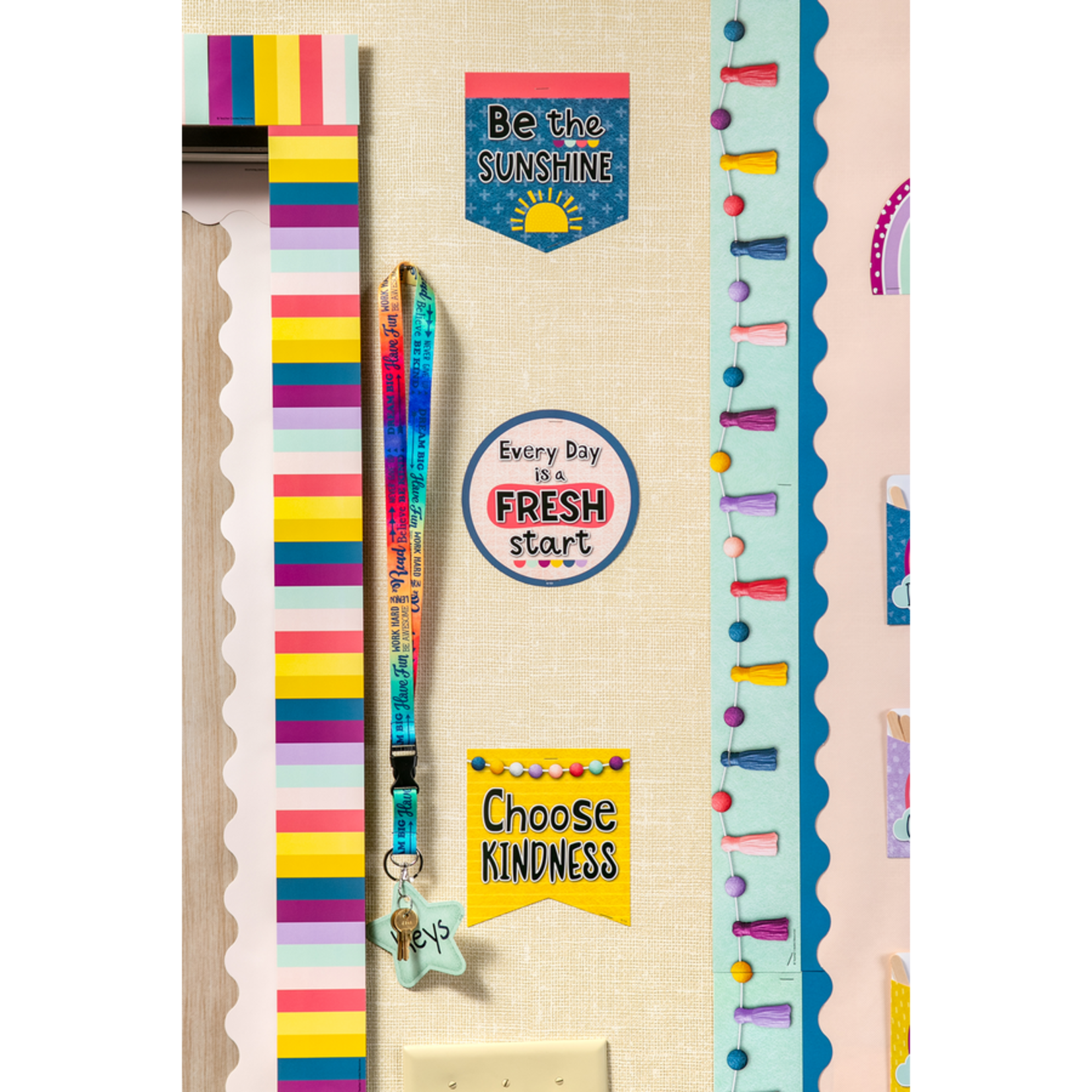 TEACHER CREATED RESOURCES Oh Happy Day Stripes Straight Border Trim