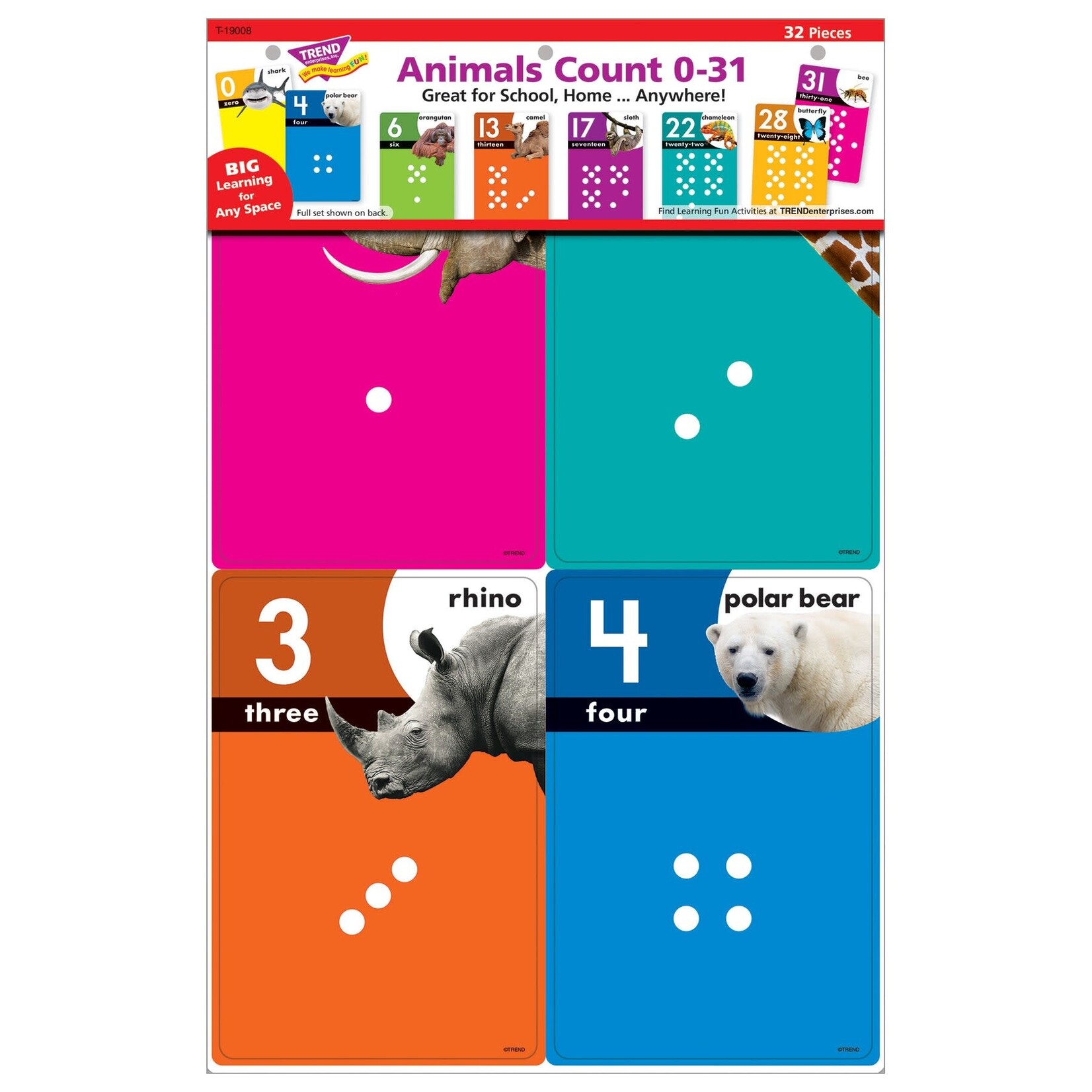 TREND ENTERPRISES INC Animals Count 0-31 Learning Set with Numbered Counting Cards