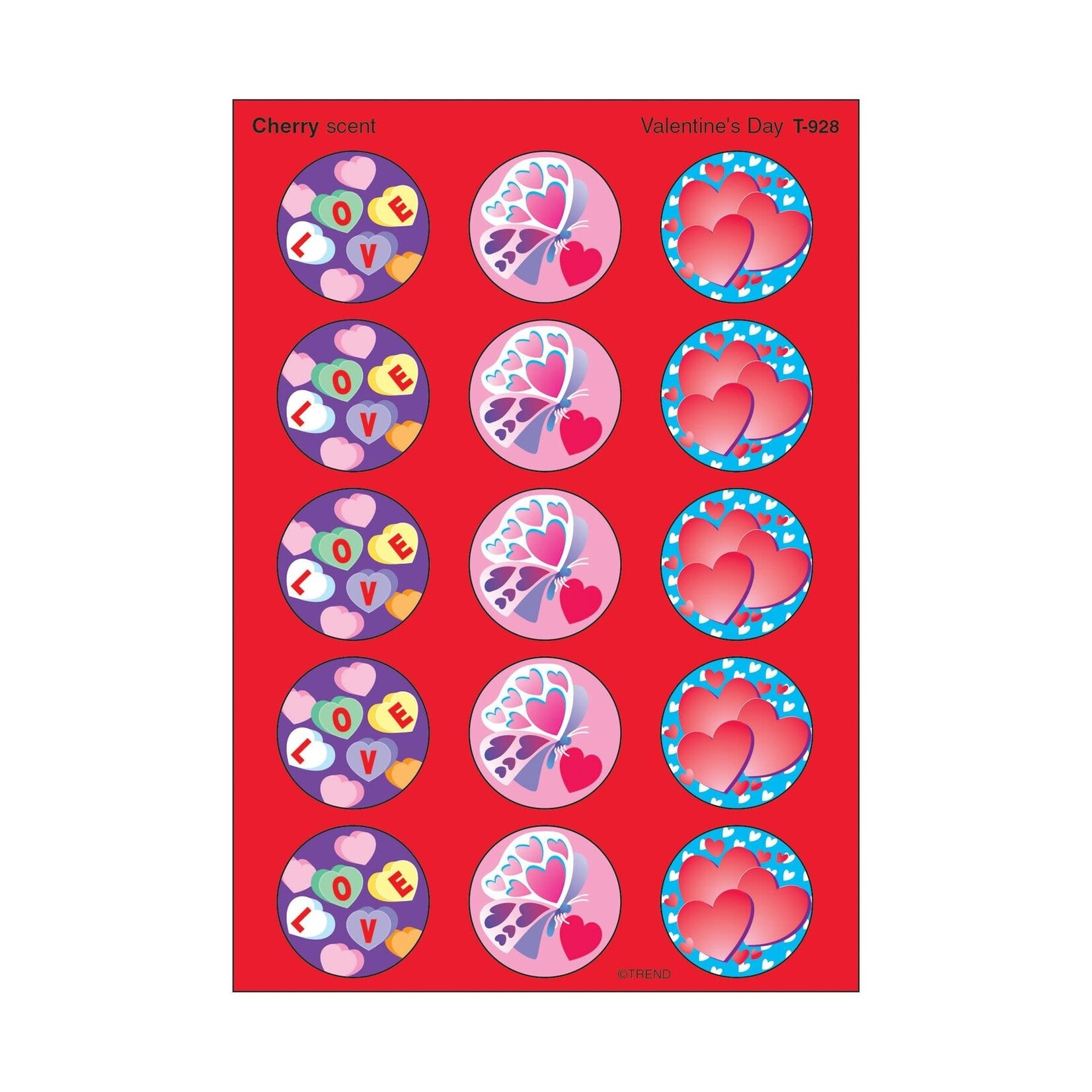TREND ENTERPRISES INC Valentine's Day, Cherry scent Scratch 'n Sniff Stinky Stickers – Large Round
