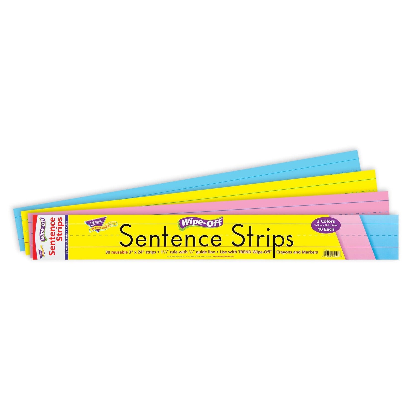 TREND ENTERPRISES INC 24-Inch Multicolor Wipe-Off® Sentence Strips