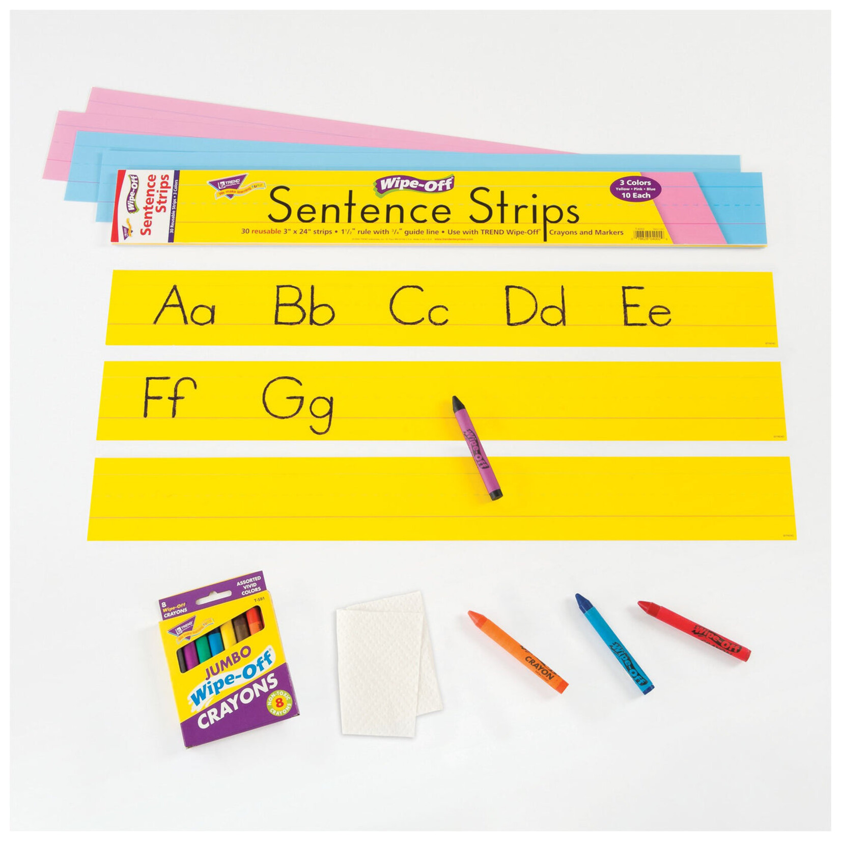 TREND ENTERPRISES INC 24-Inch Multicolor Wipe-Off® Sentence Strips
