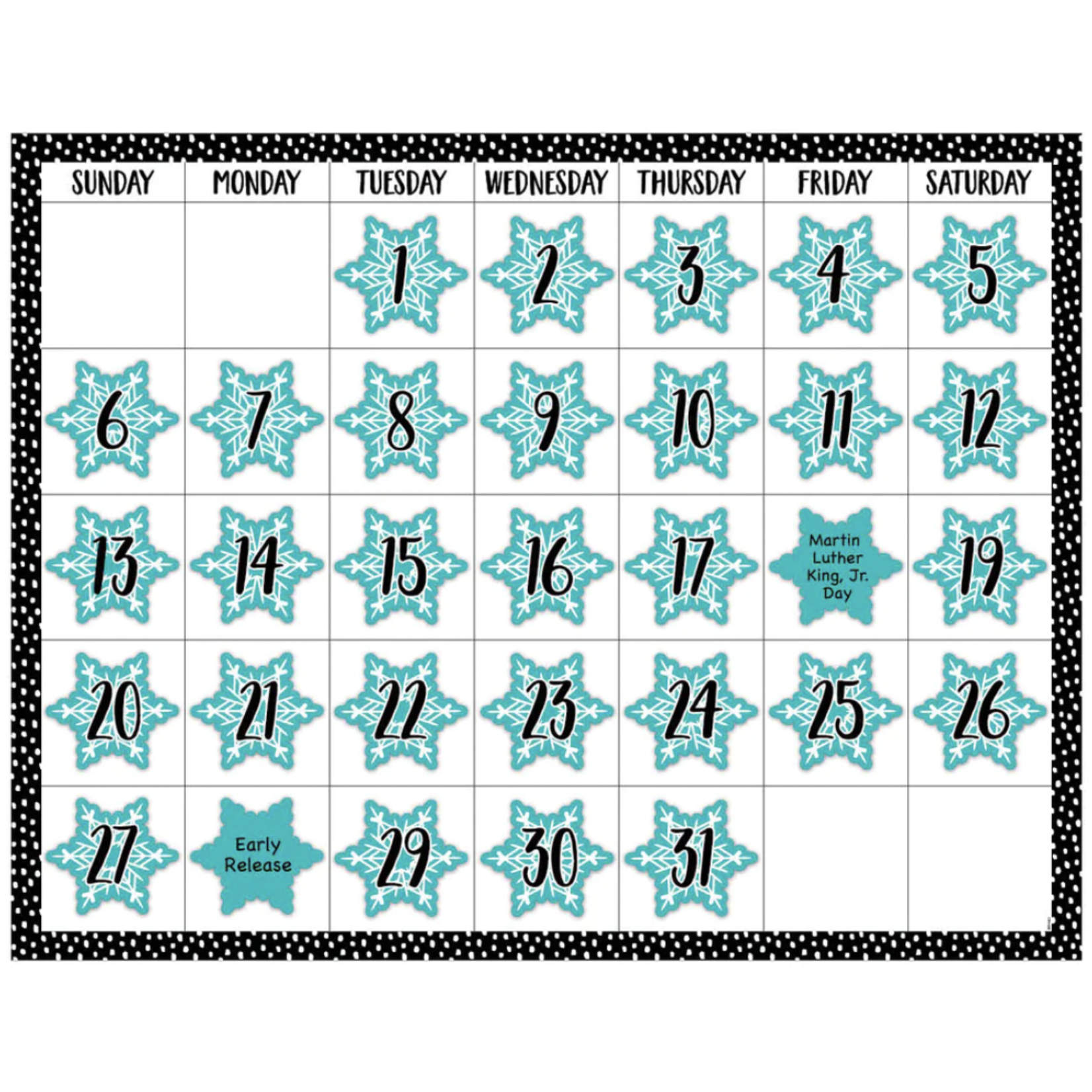 CREATIVE TEACHING PRESS Messy Dots on Black Calendar Chart