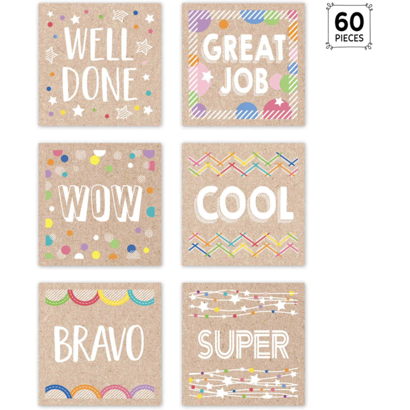 CREATIVE TEACHING PRESS Krafty Pop Colorful Kraft Reward Stickers