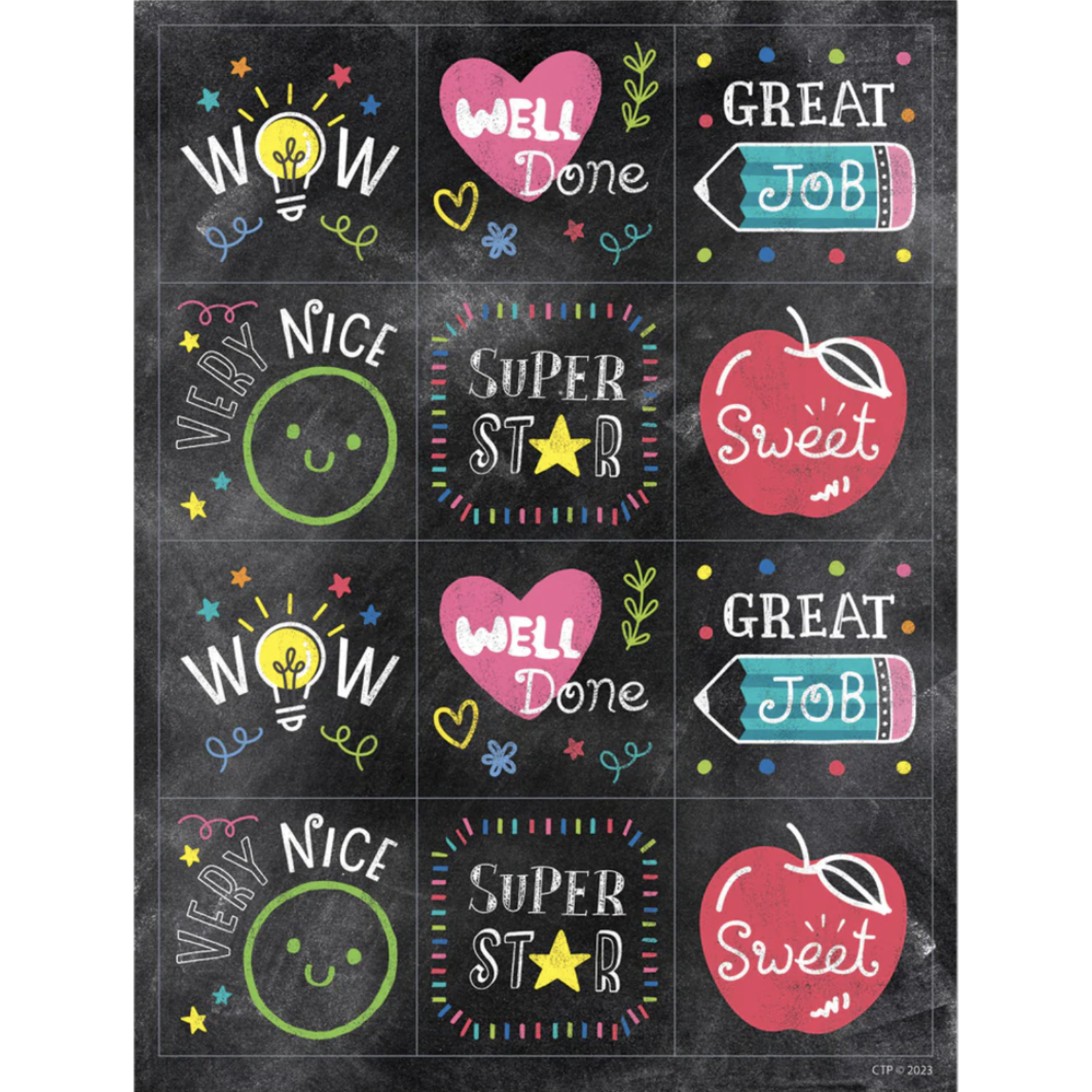 CREATIVE TEACHING PRESS Chalk It Up! Colorful Chalk Reward Stickers