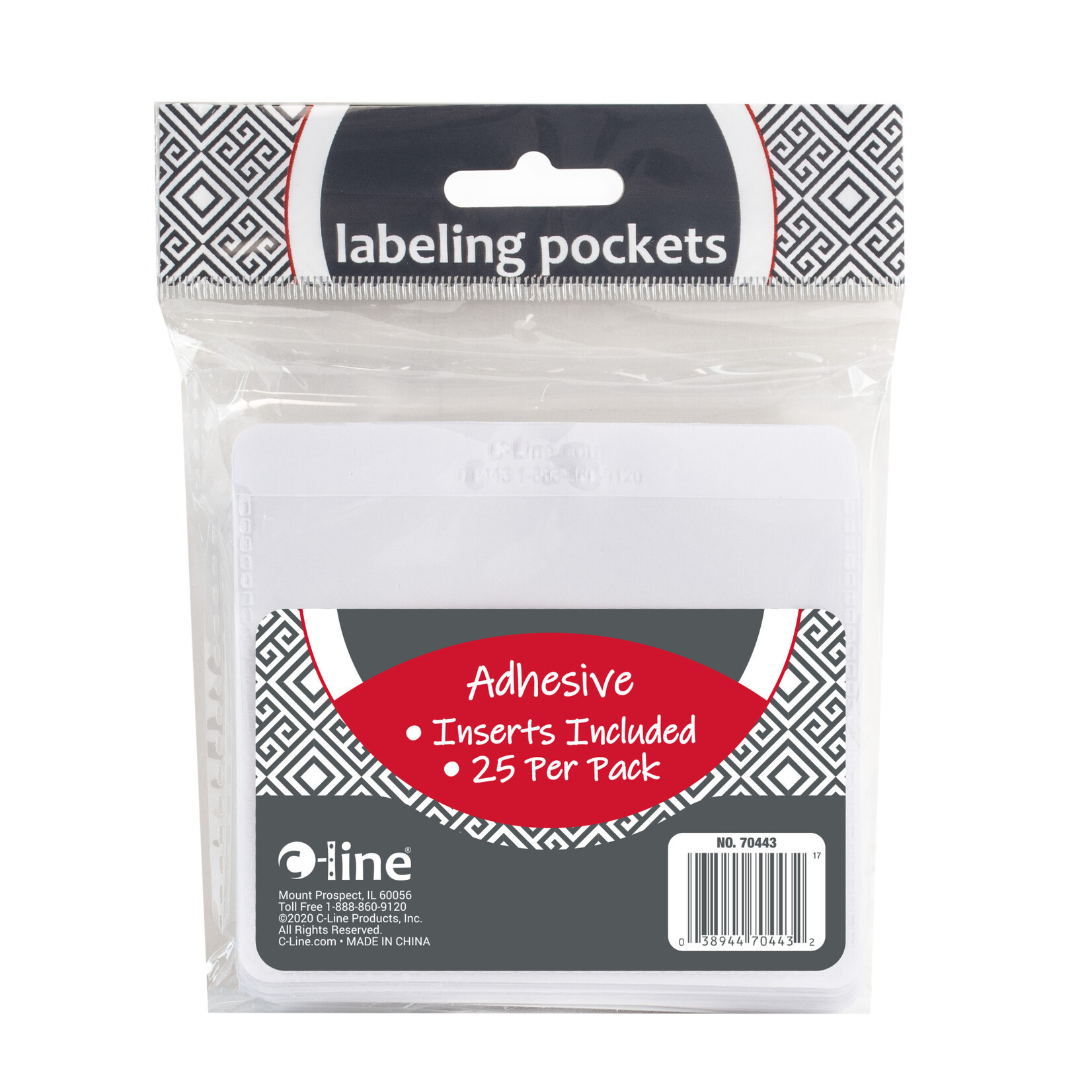 Self-Adhesive Labeling Pockets, Clear, 3-3/4 x 3, 25/PK
